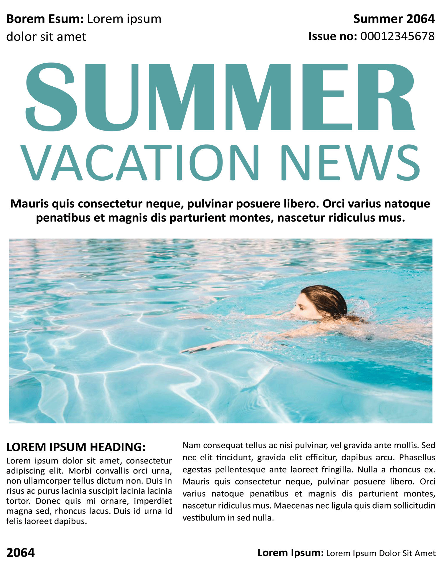 Editable Summer Vacation Newspaper Template - Page 01