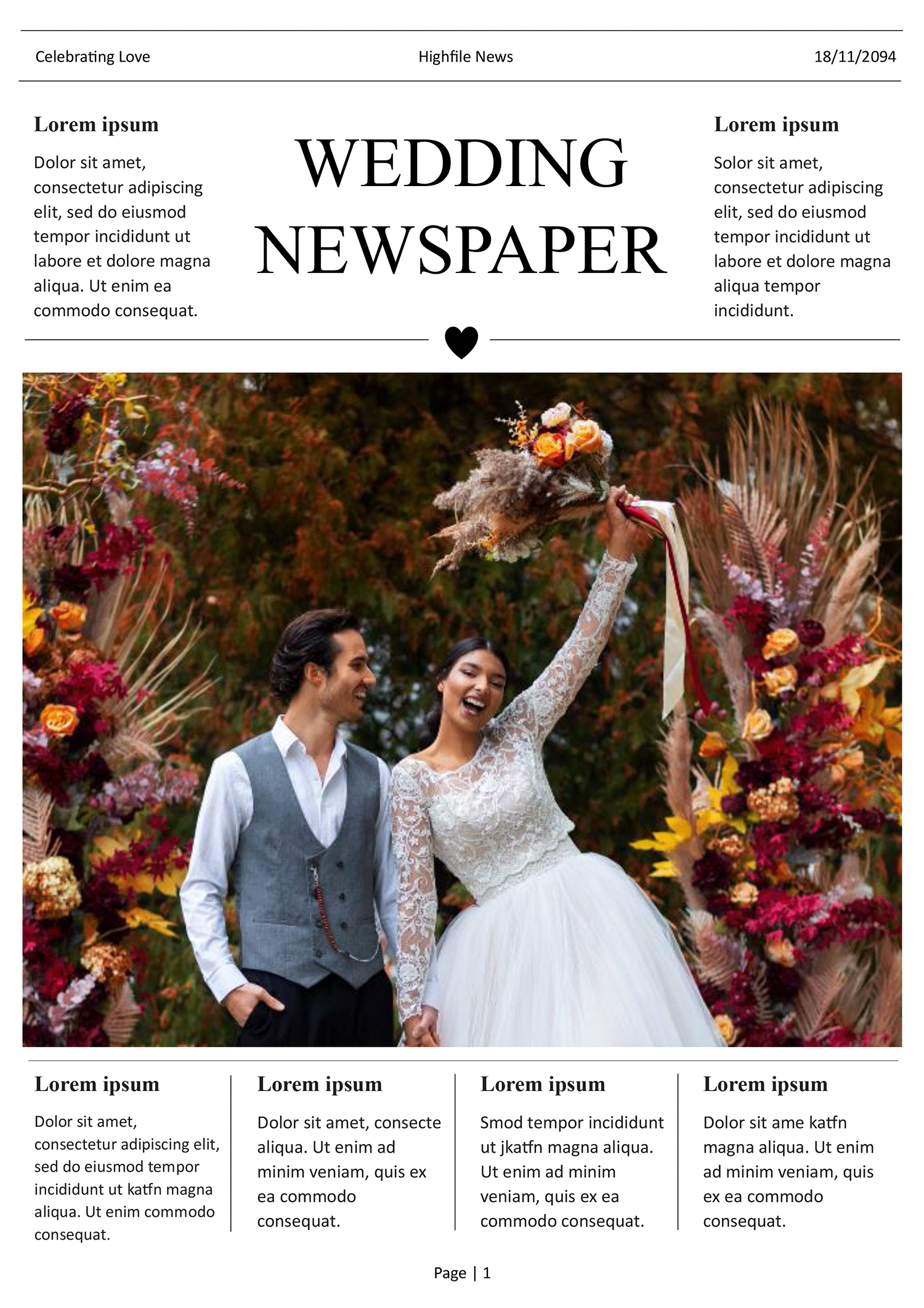 Elegant Wedding Newspaper Template - Page 01