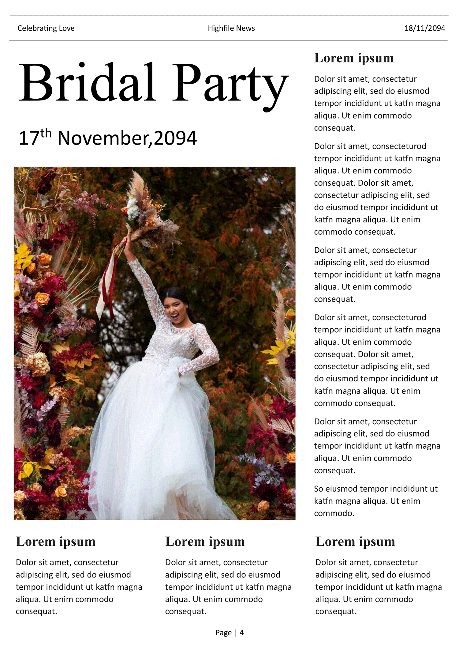 Elegant Wedding Newspaper Template - Page 04
