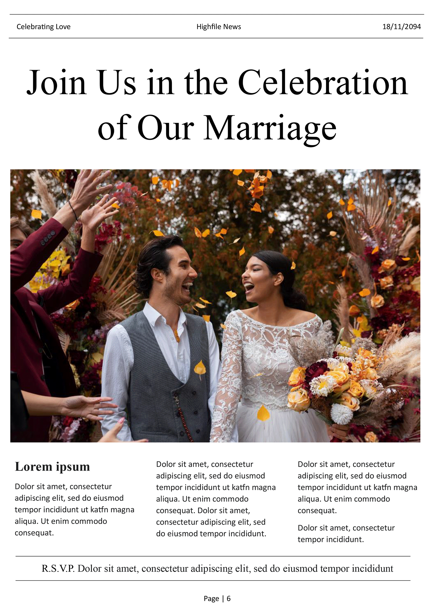 Elegant Wedding Newspaper Template - Page 06