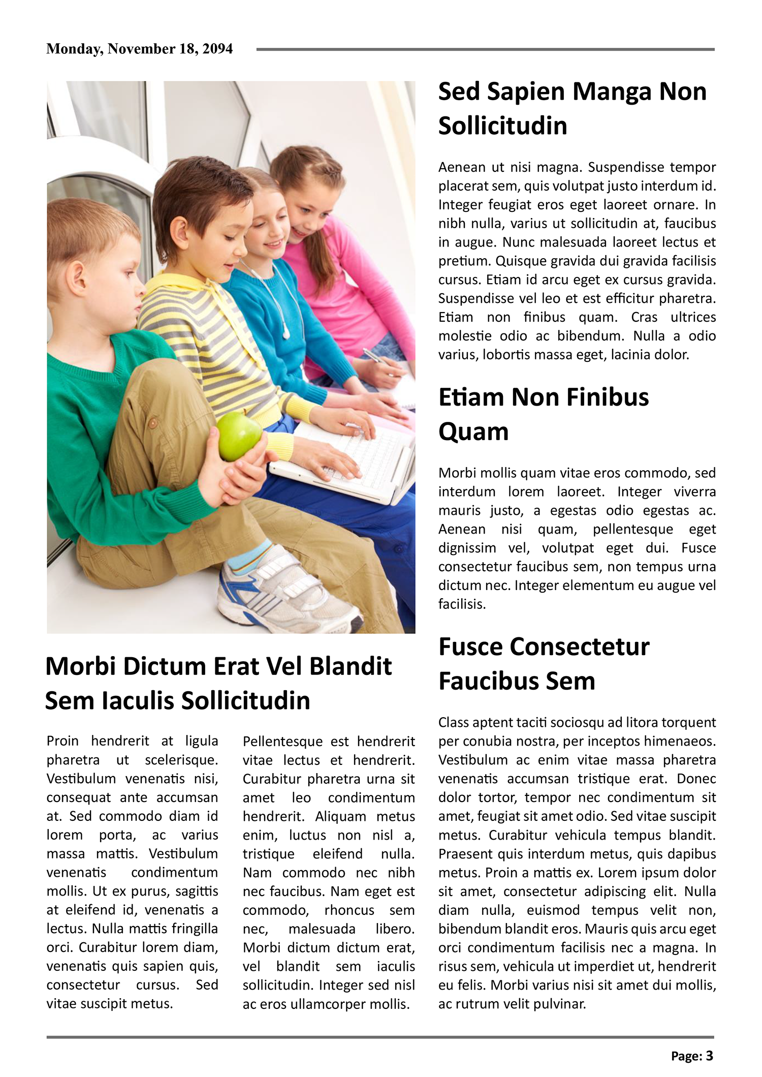 Modern Clean Classroom Newspaper Article Template - Page 03