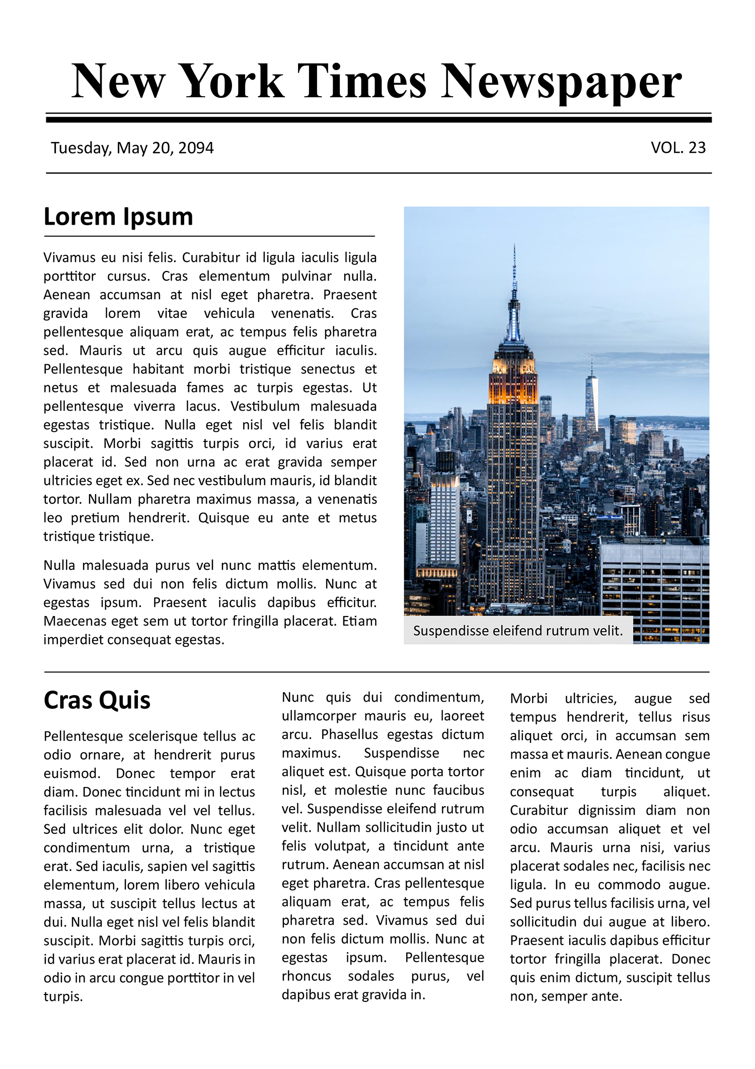 New York Times Newspaper Template - Page 01