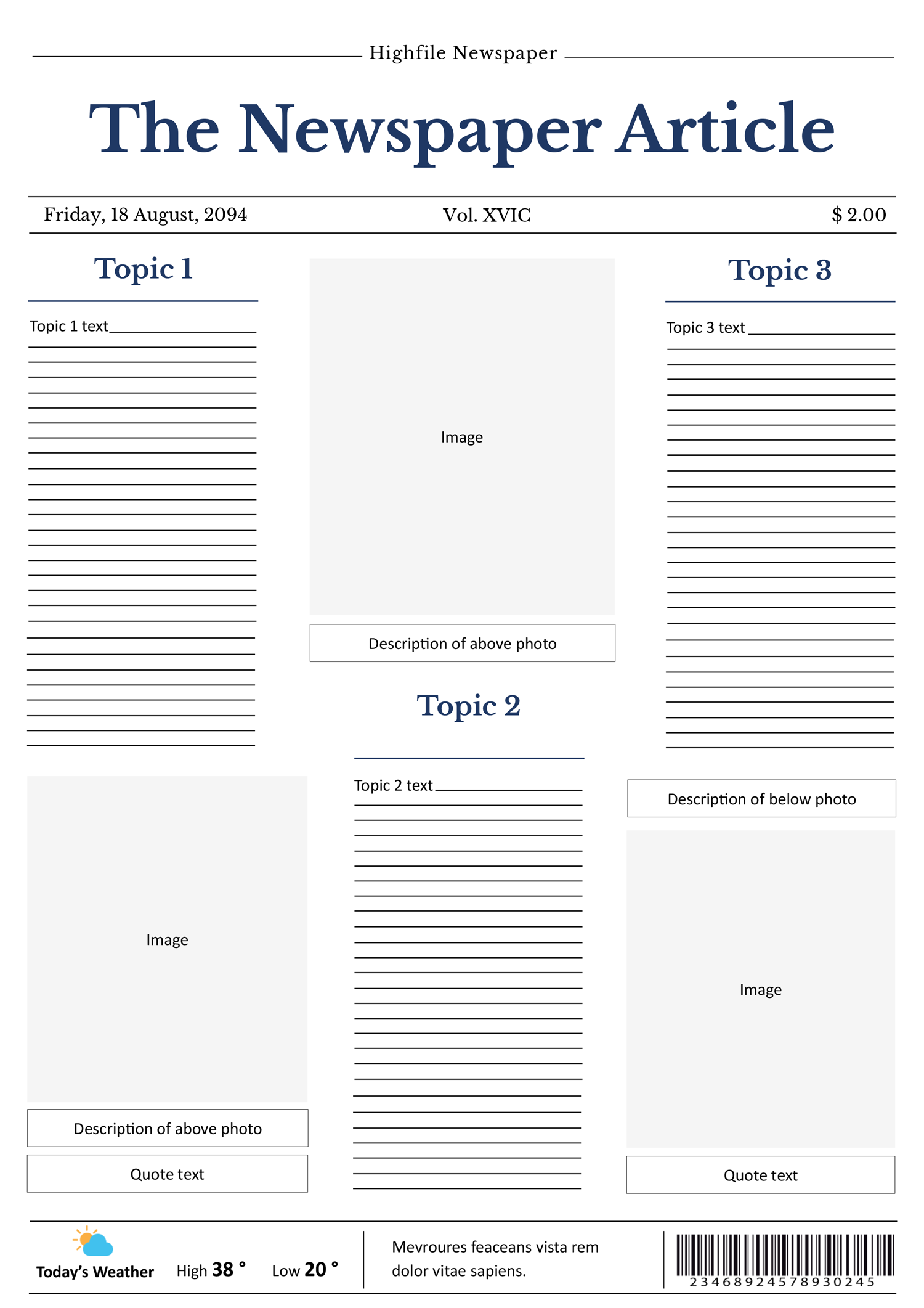 Newspaper Article Layout Template - Page 01