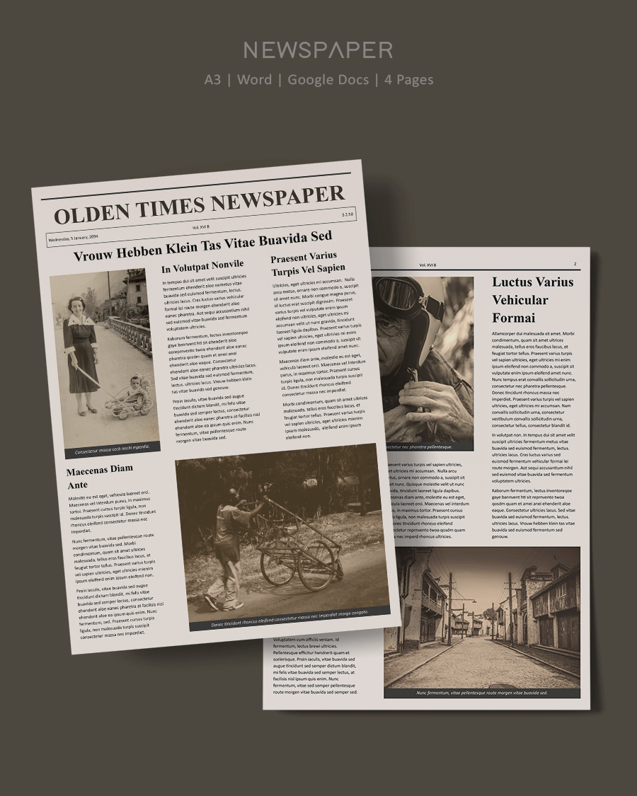 Old Style Blank Newspaper Template - Word, Google Docs