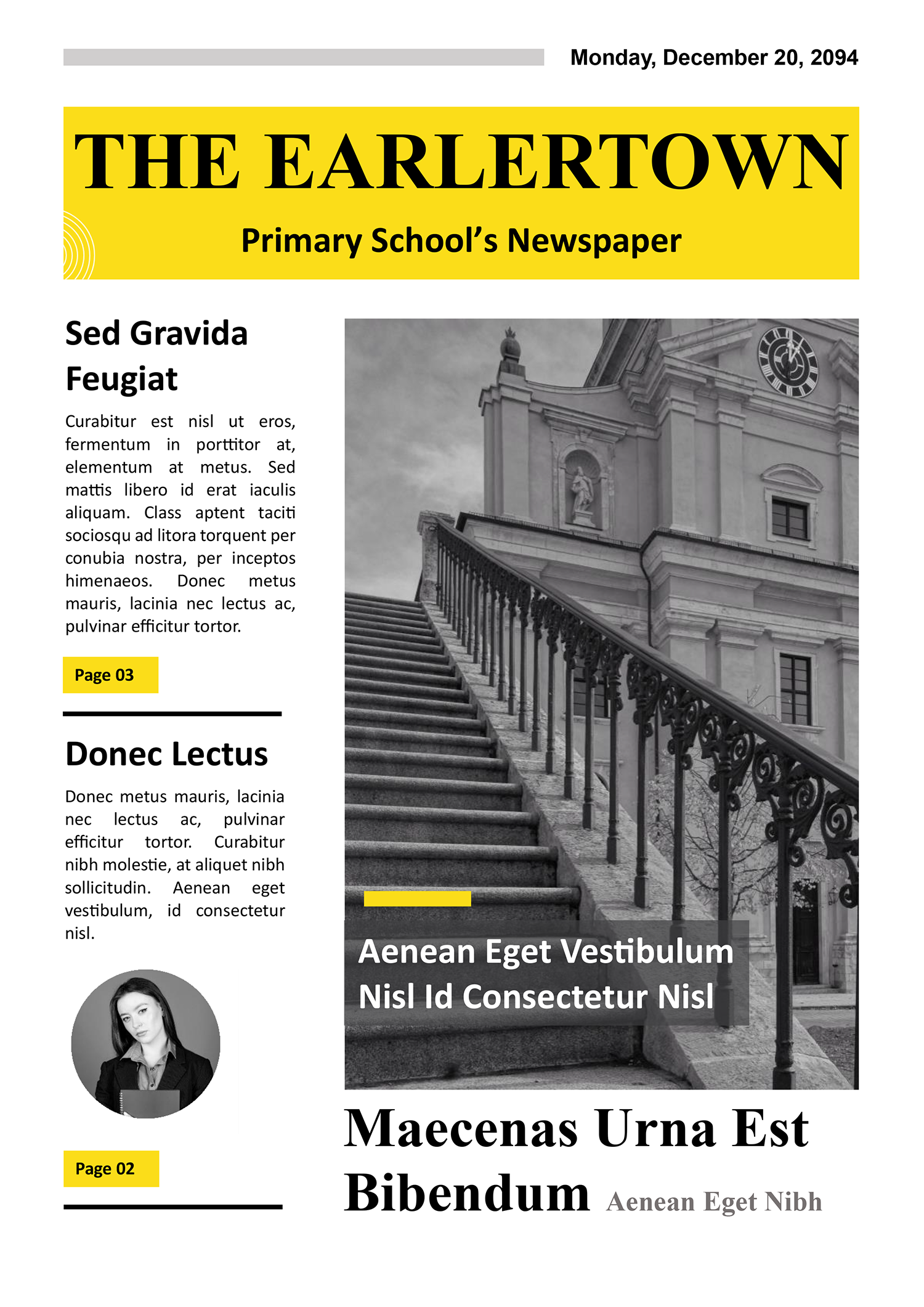 School Newspaper Article Template - Page 01