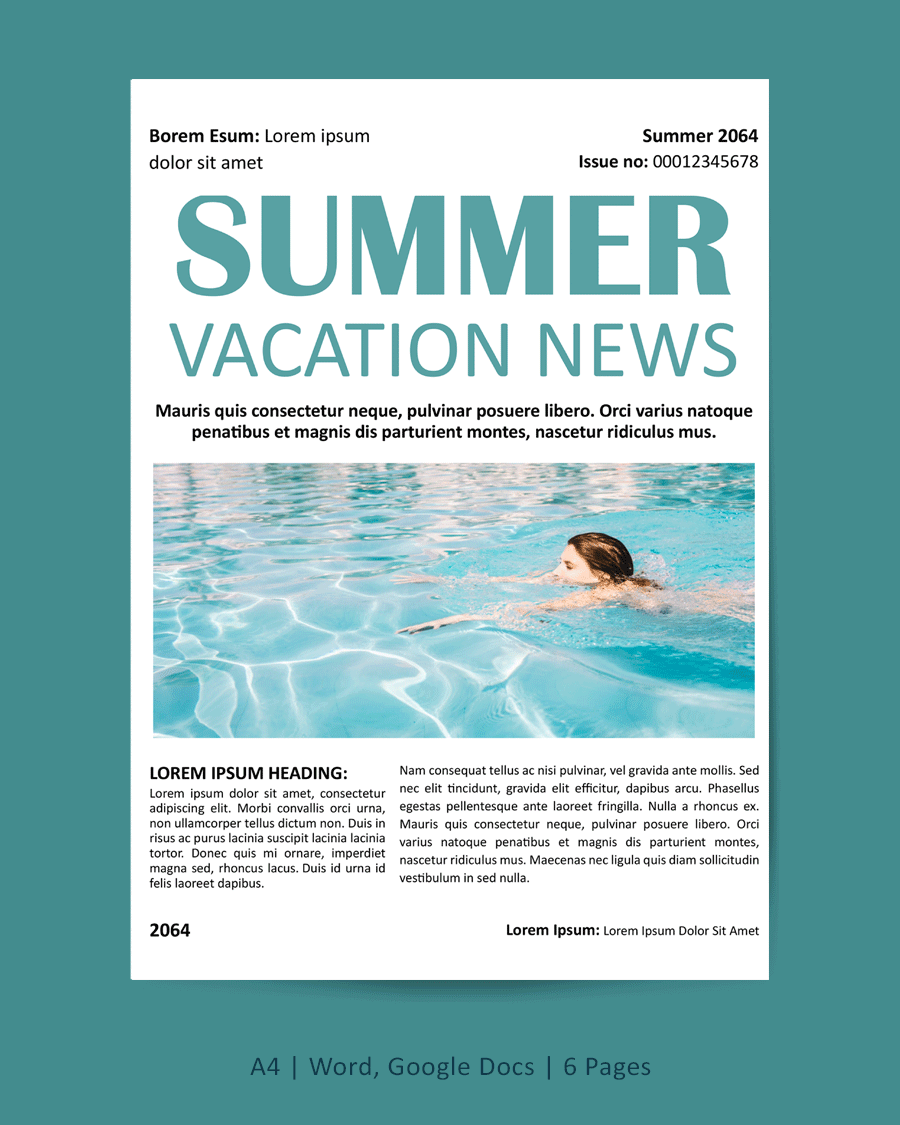 Summer Vacation Newspaper Template - Word | Google Docs