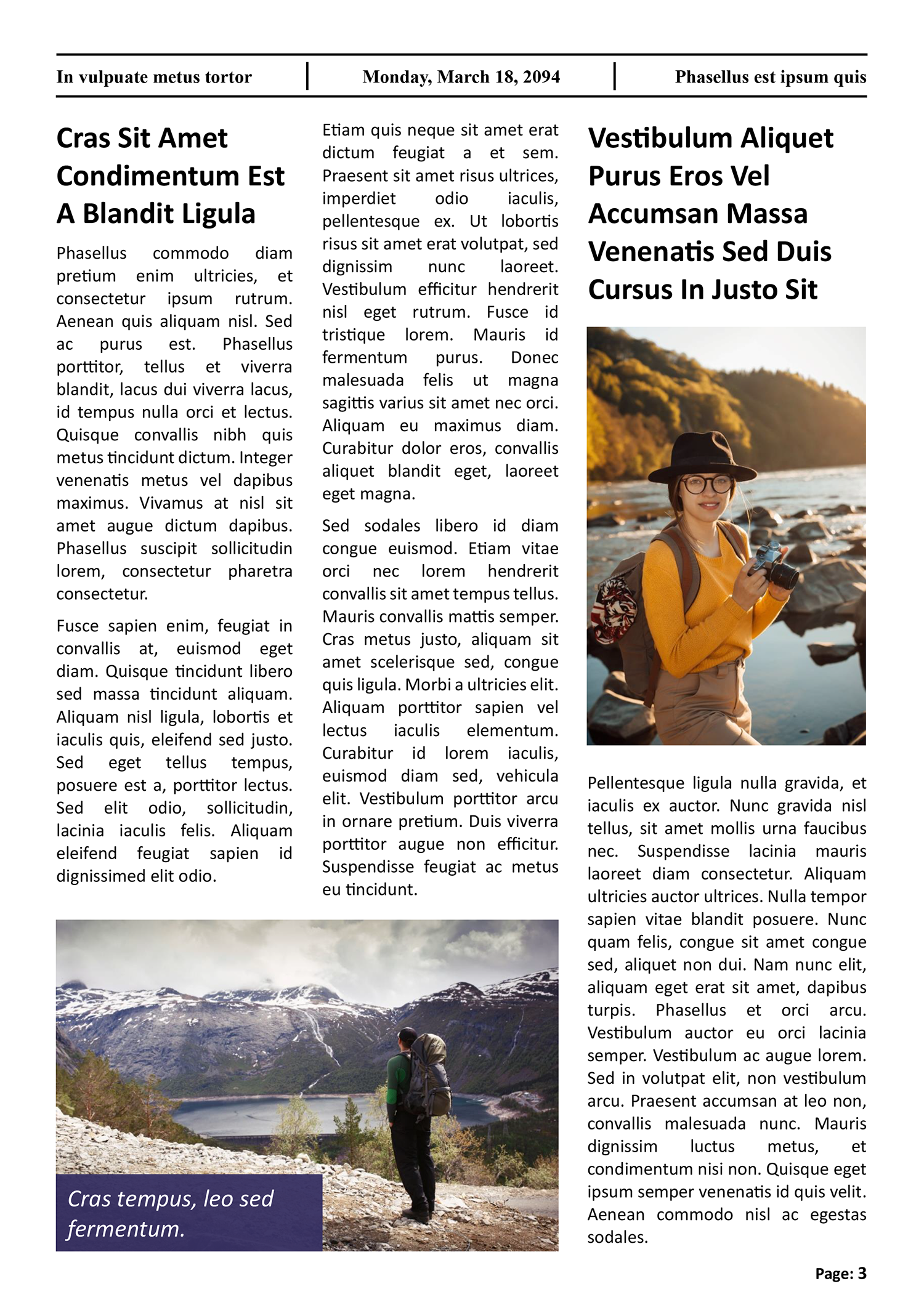 Travel Themed Newspaper Article Template - Page 03
