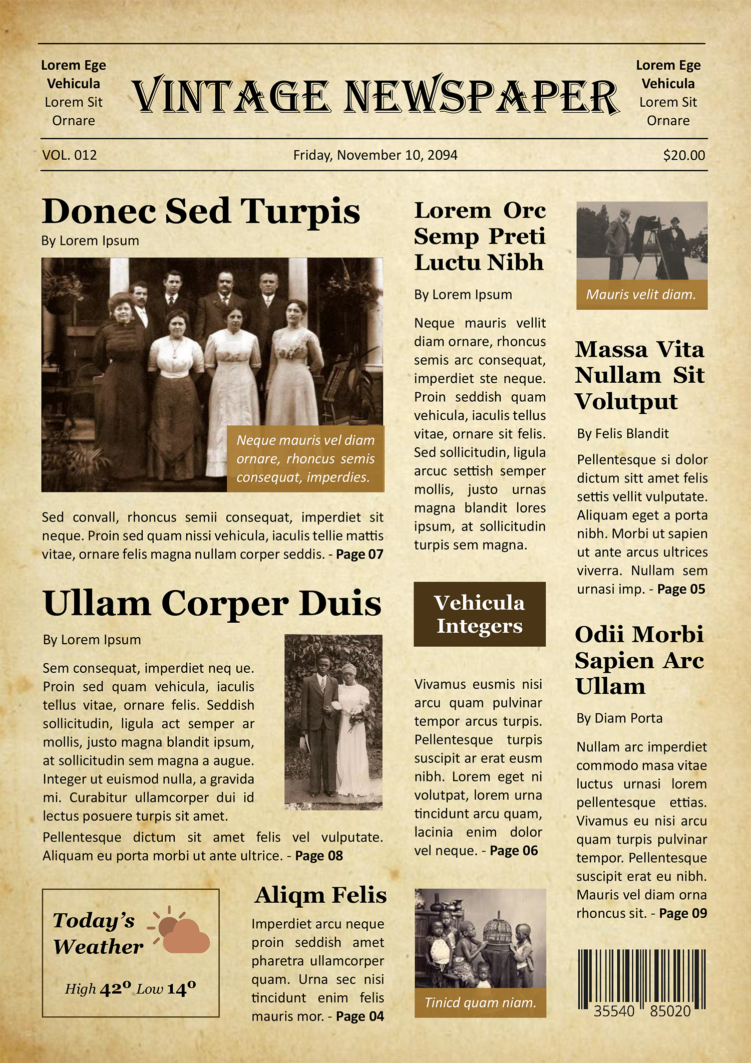 Beige Front Page Newspaper Template - Page 01