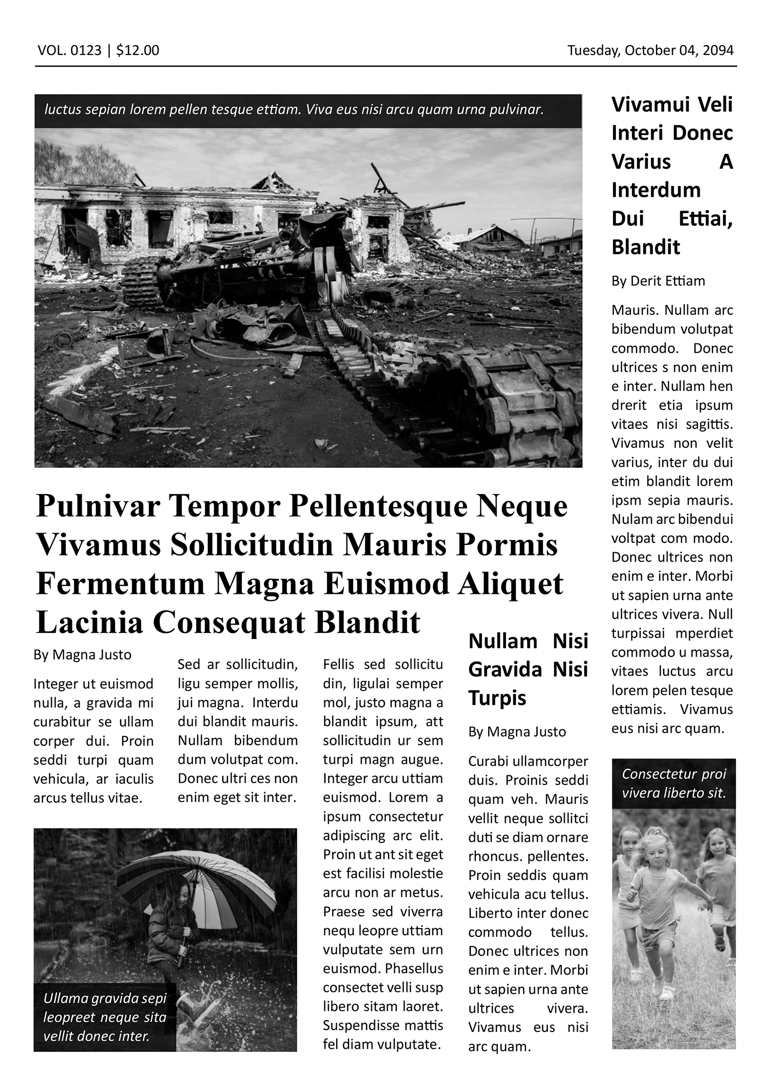 Black and White A4 Newspaper Front Page Template - Page 02