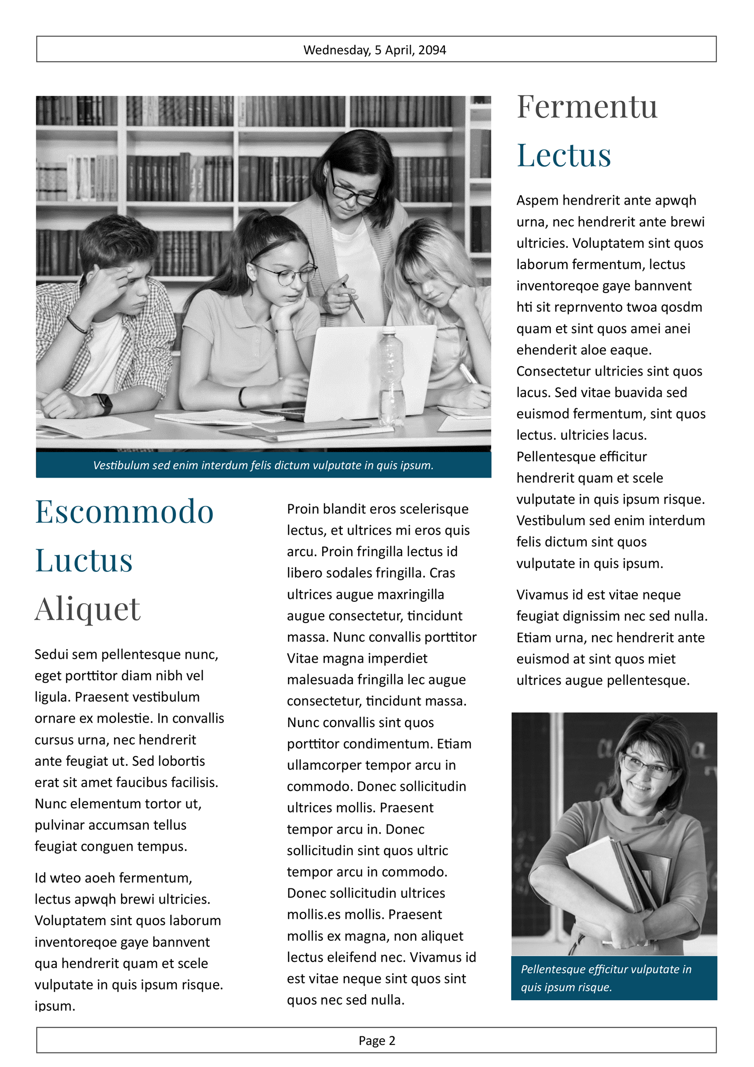 Black and White Newspaper Template for School - Page 02