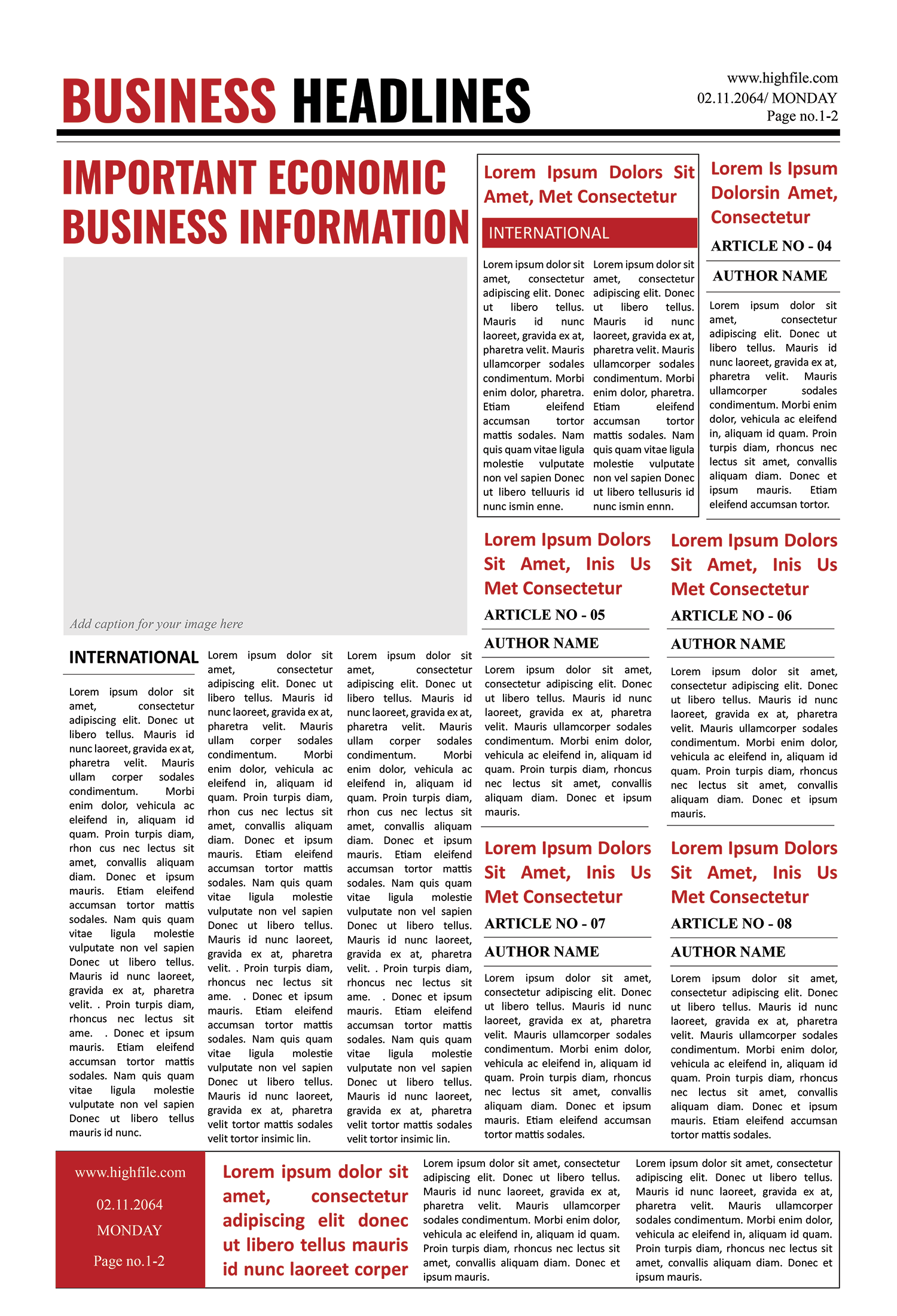 Blank Newspaper Front Page Template - Front Page