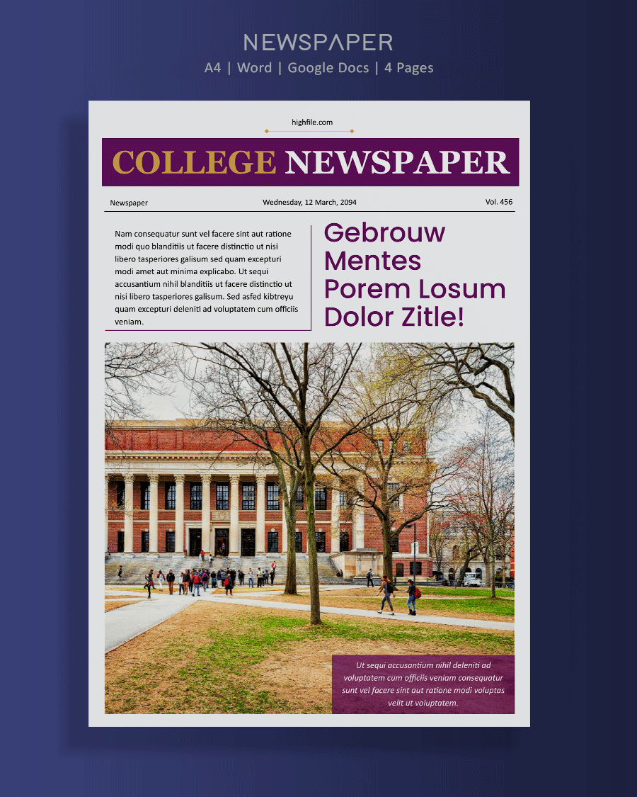 College Newspaper Template - Word and Google Docs