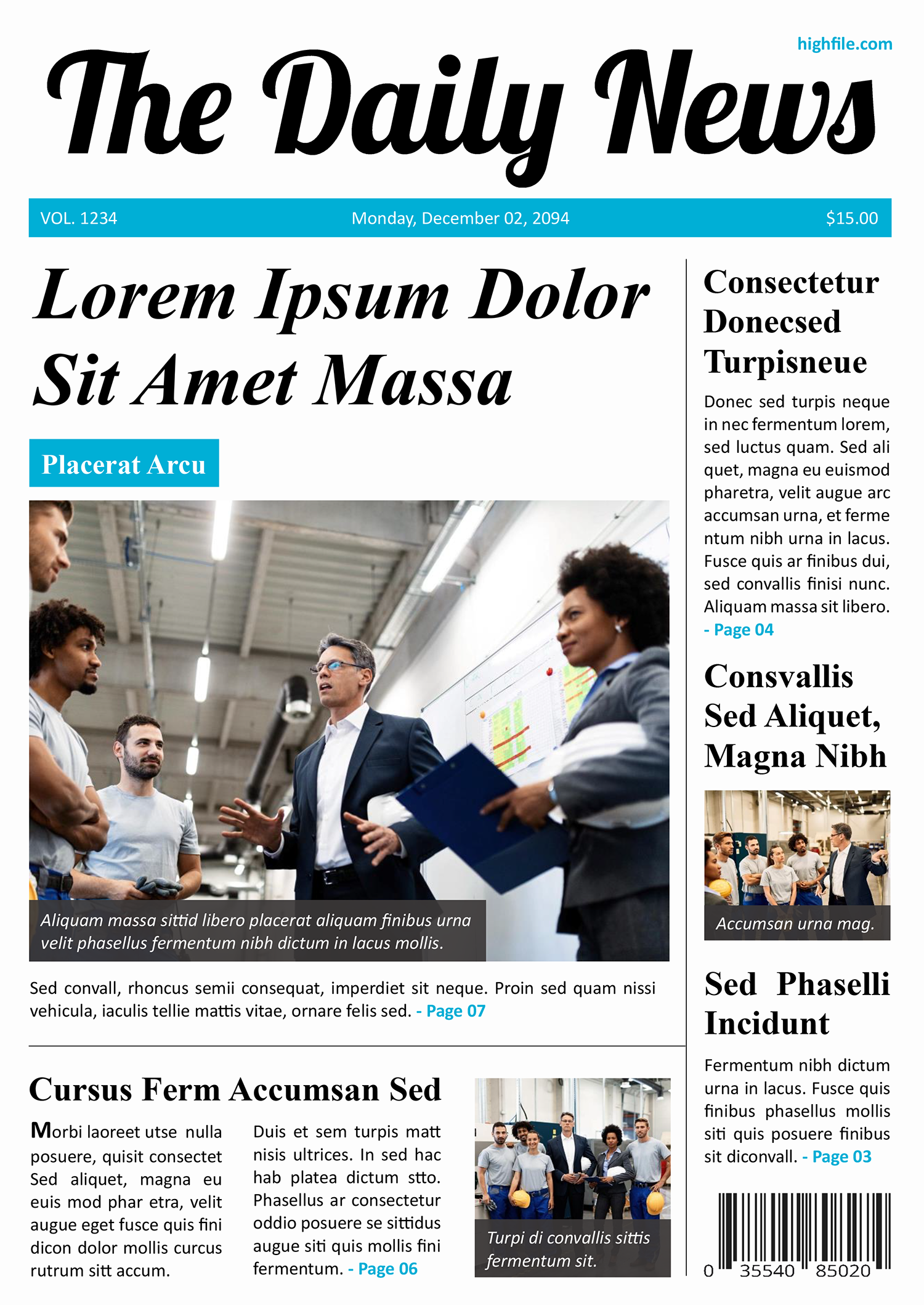 Minimal Layout Newspaper Front Page Template - Page 01