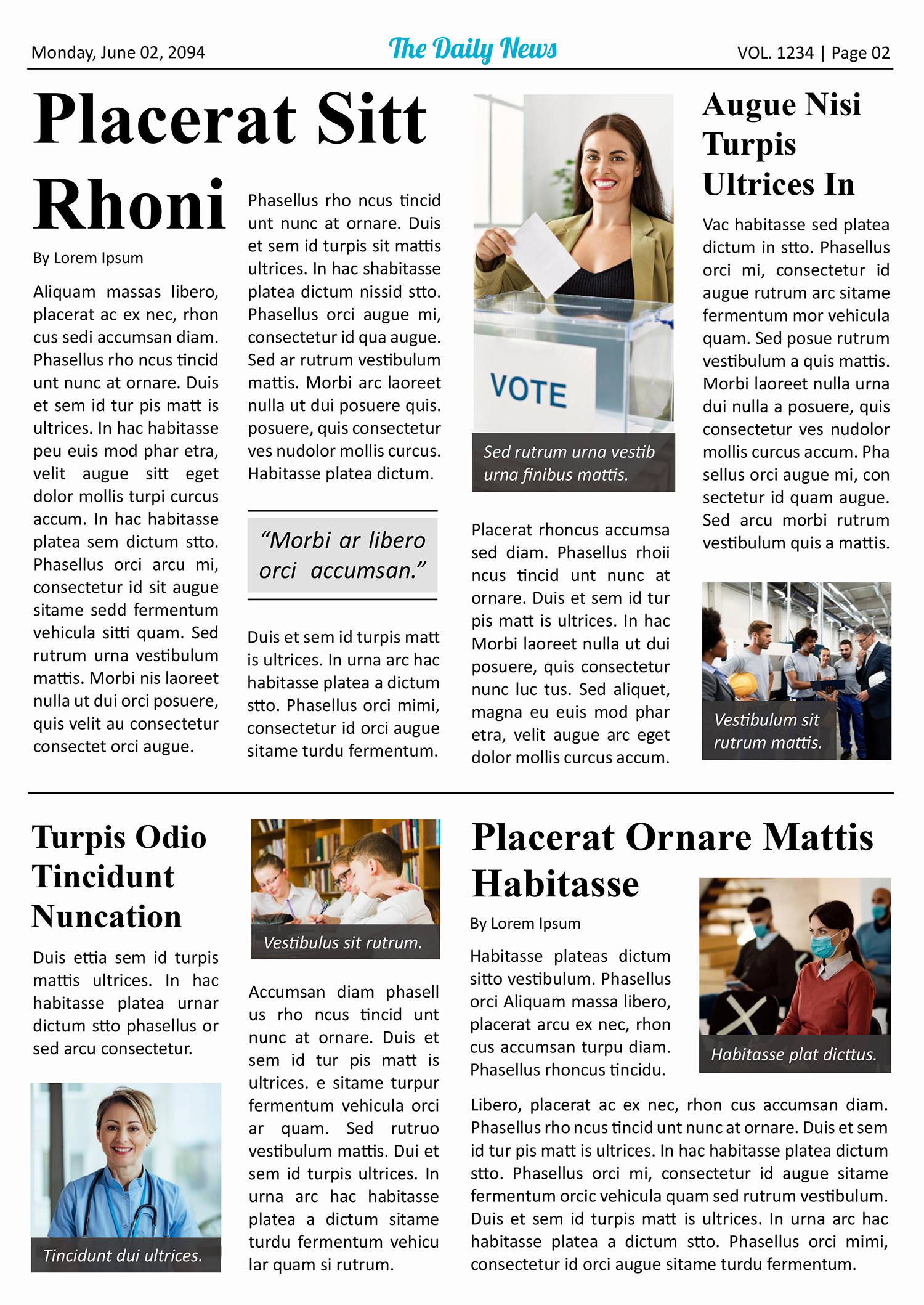 Minimal Layout Newspaper Front Page Template - Page 02