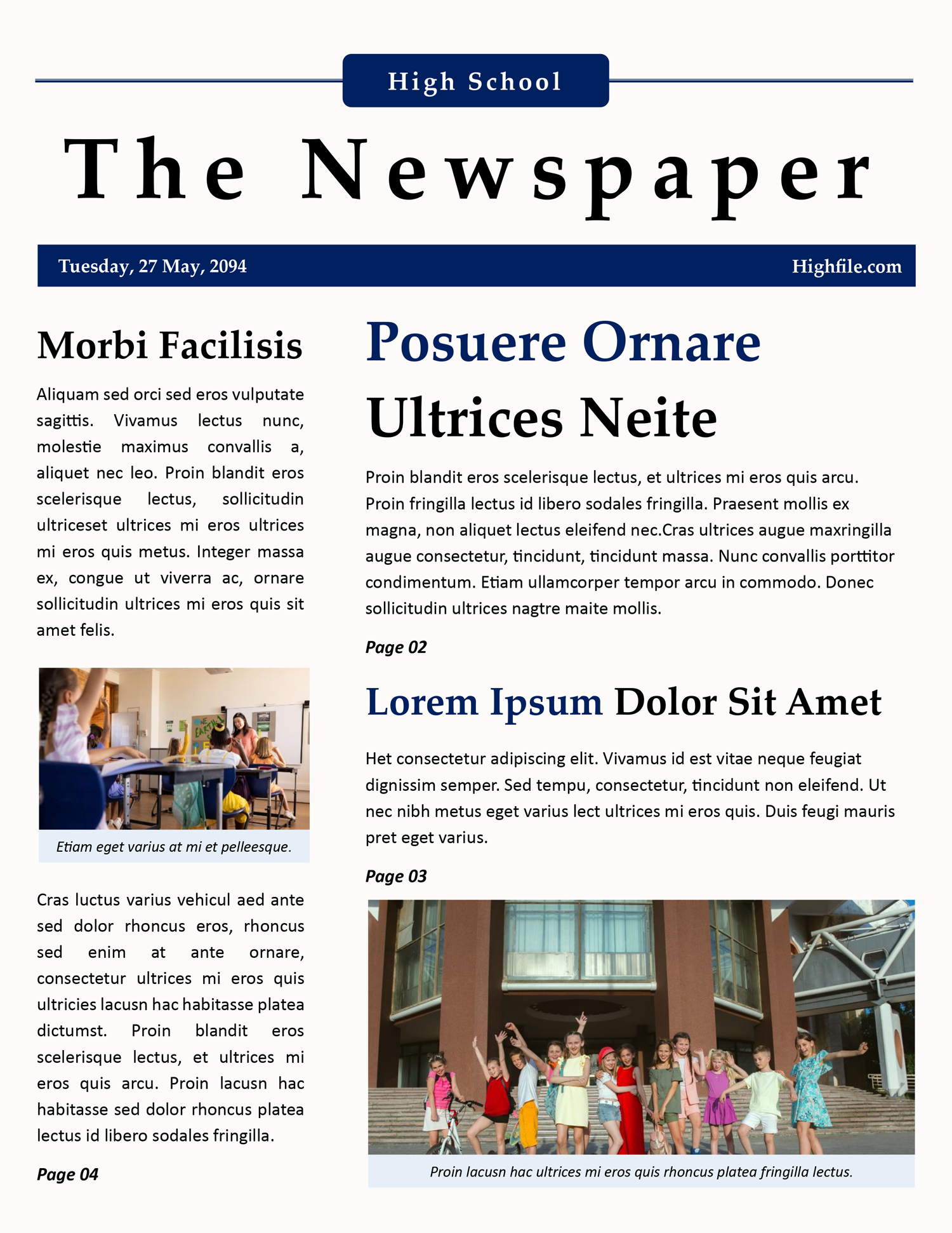 Printable Newspaper Template for Students - Page 01