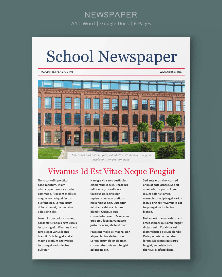 Printable Newspaper Template for Students - Word and Google Docs