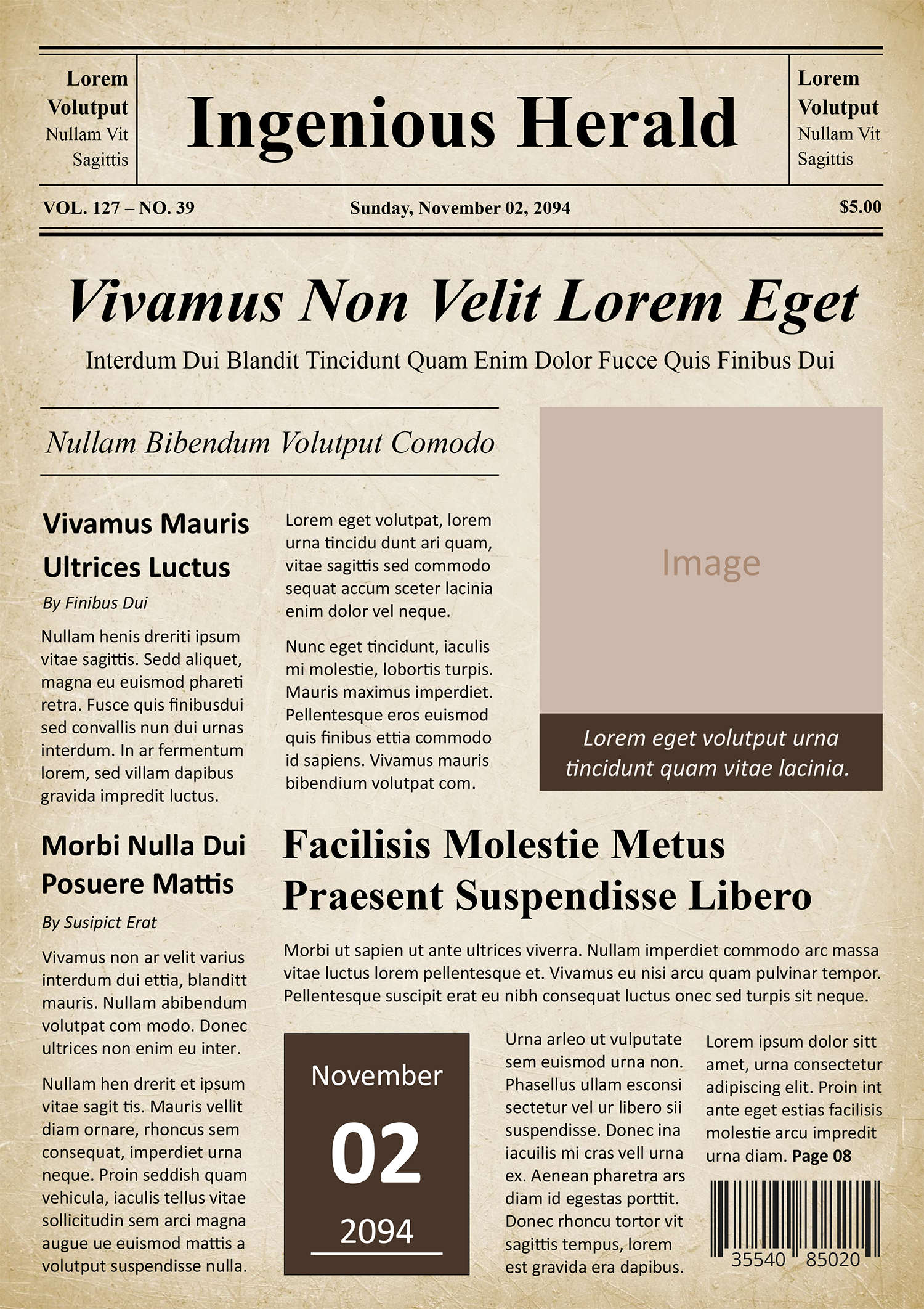 Vintage Newspaper Front Page Template - Page 01
