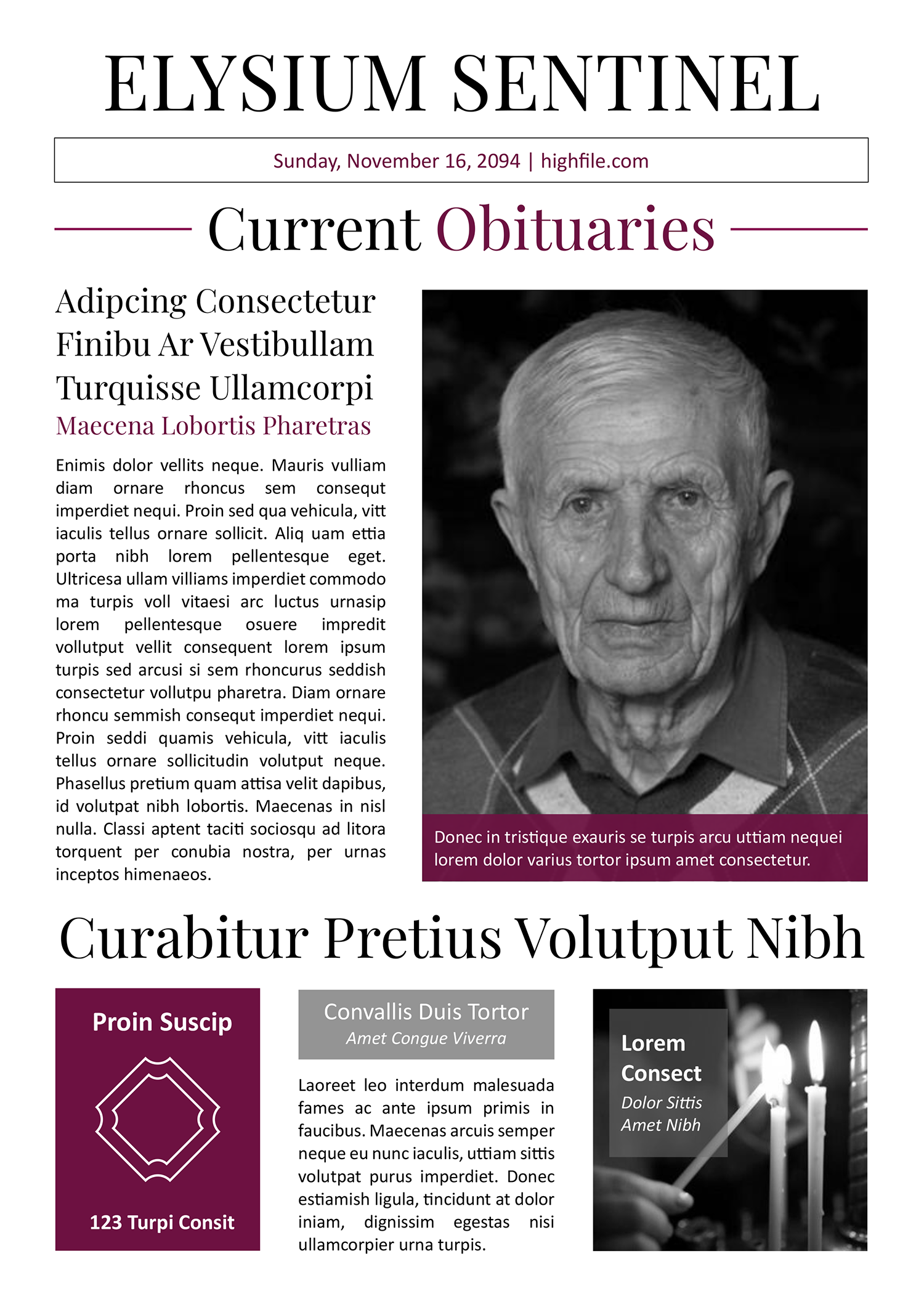 A4 Newspaper Obituary Template - Page 01