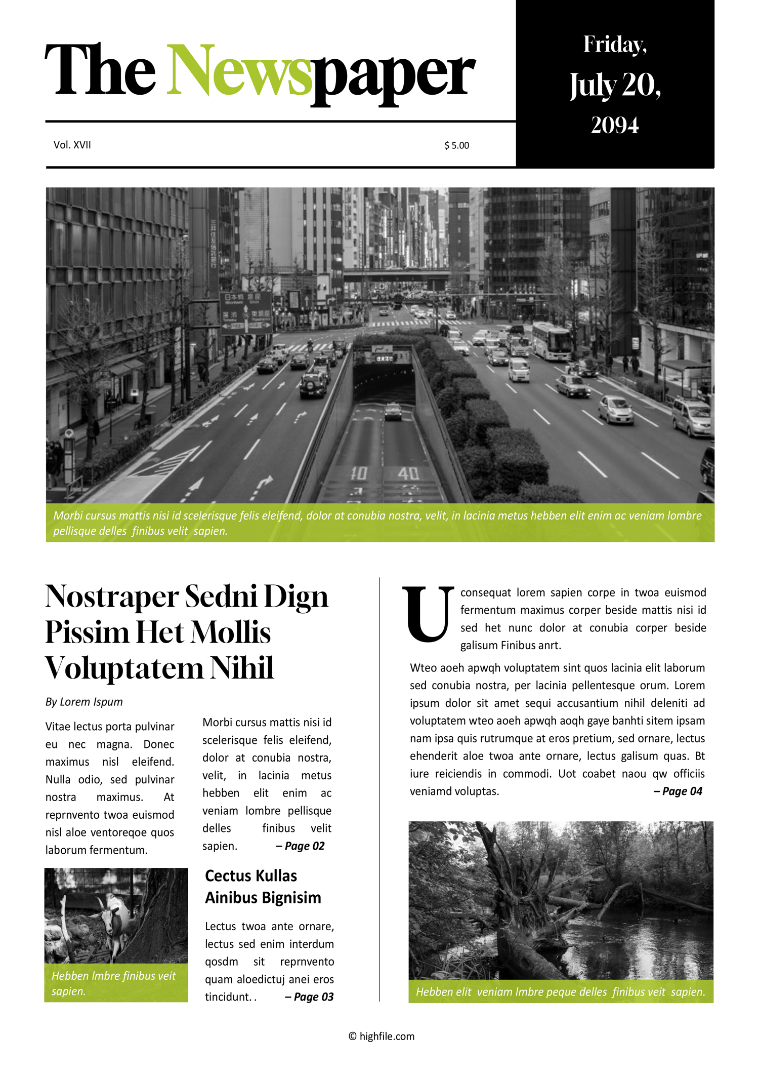 Black and White A3 Newspaper Template - Page 01
