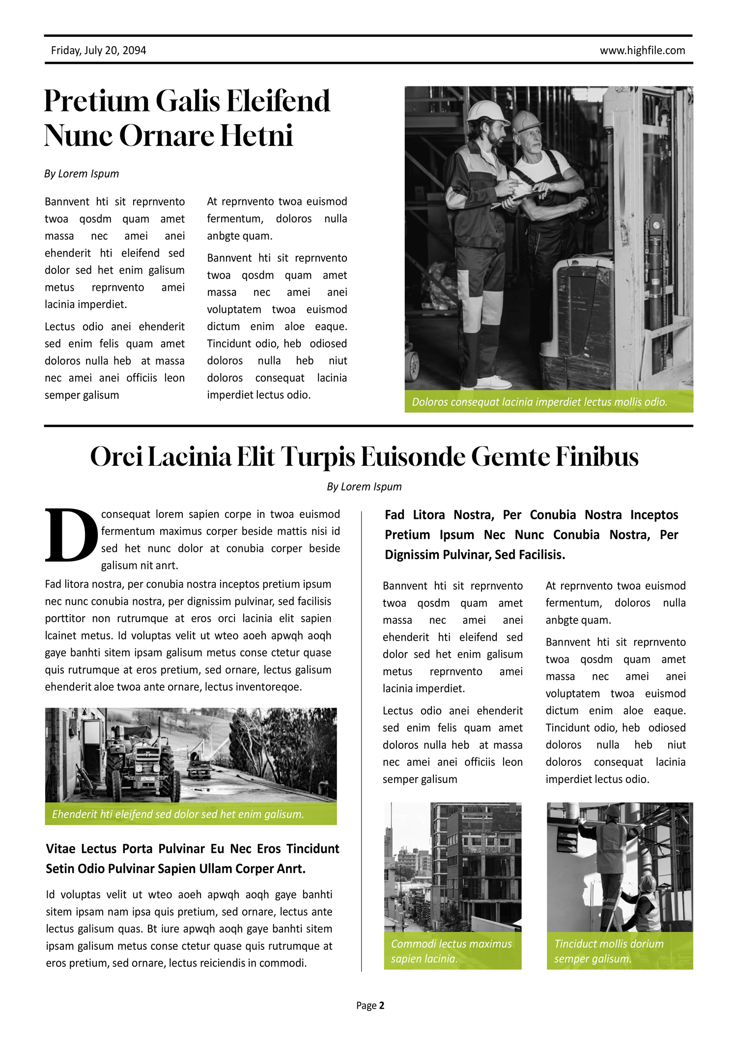 Black and White A3 Newspaper Template - Page 02