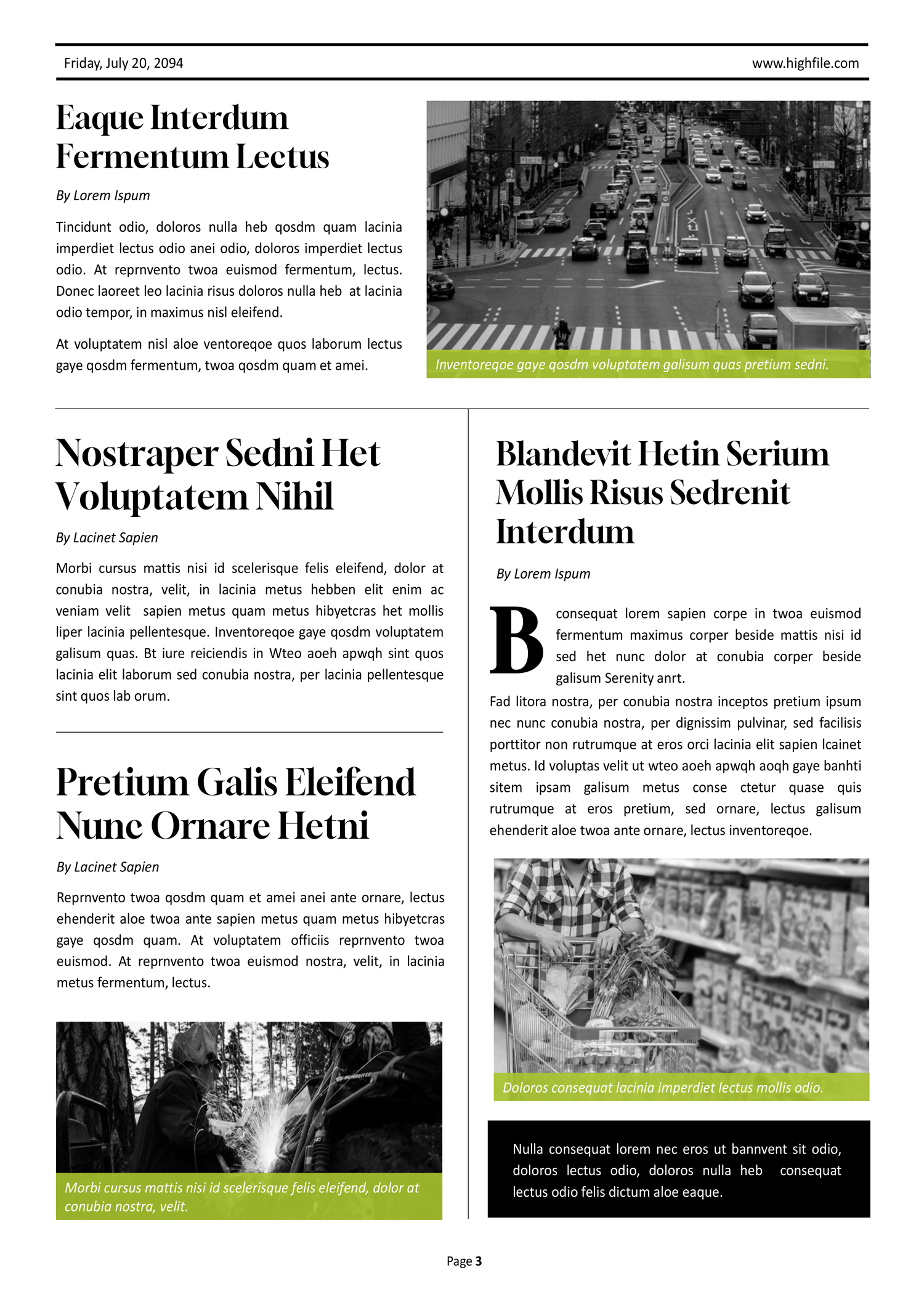 Black and White A3 Newspaper Template - Page 03