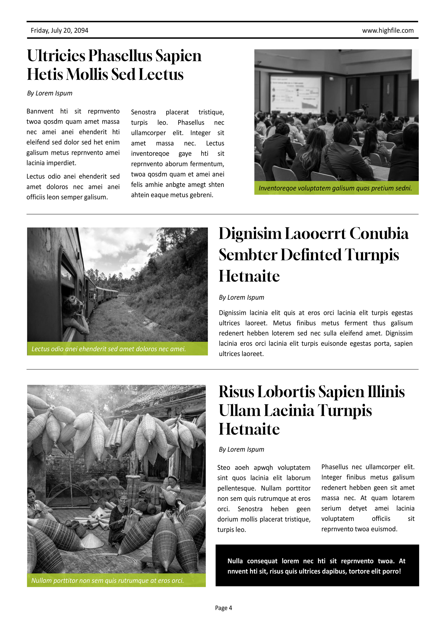 Black and White A3 Newspaper Template - Page 04