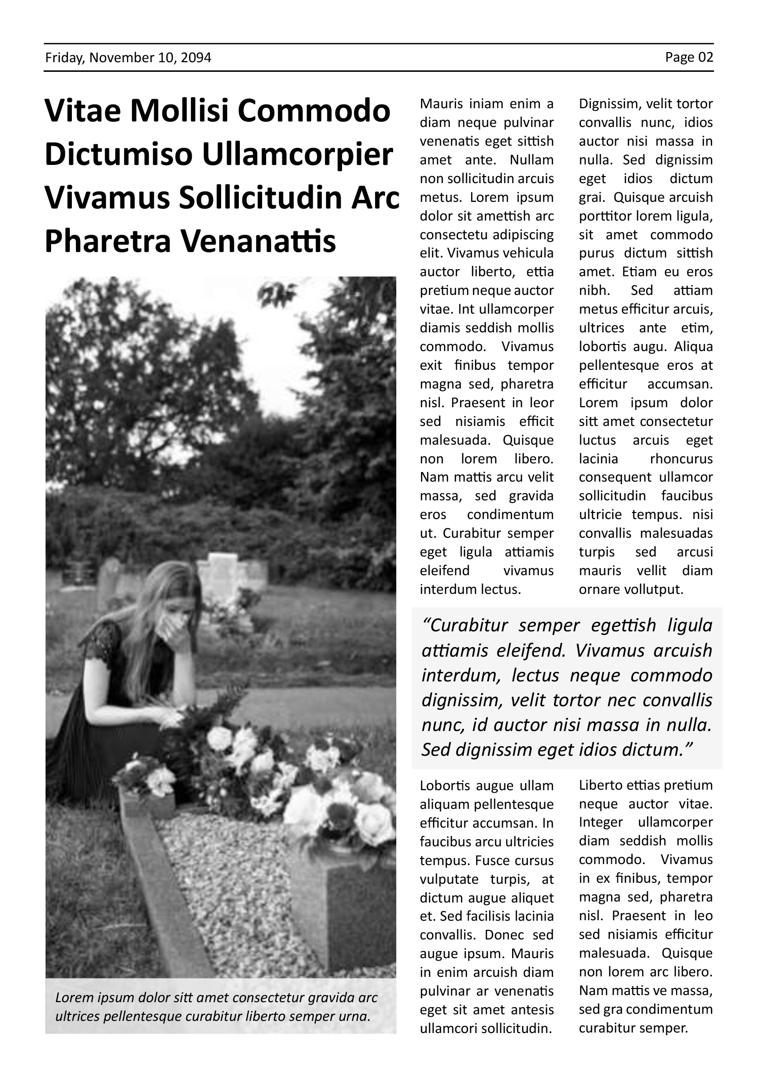 Black and White Newspaper Obituary Template - Page 02