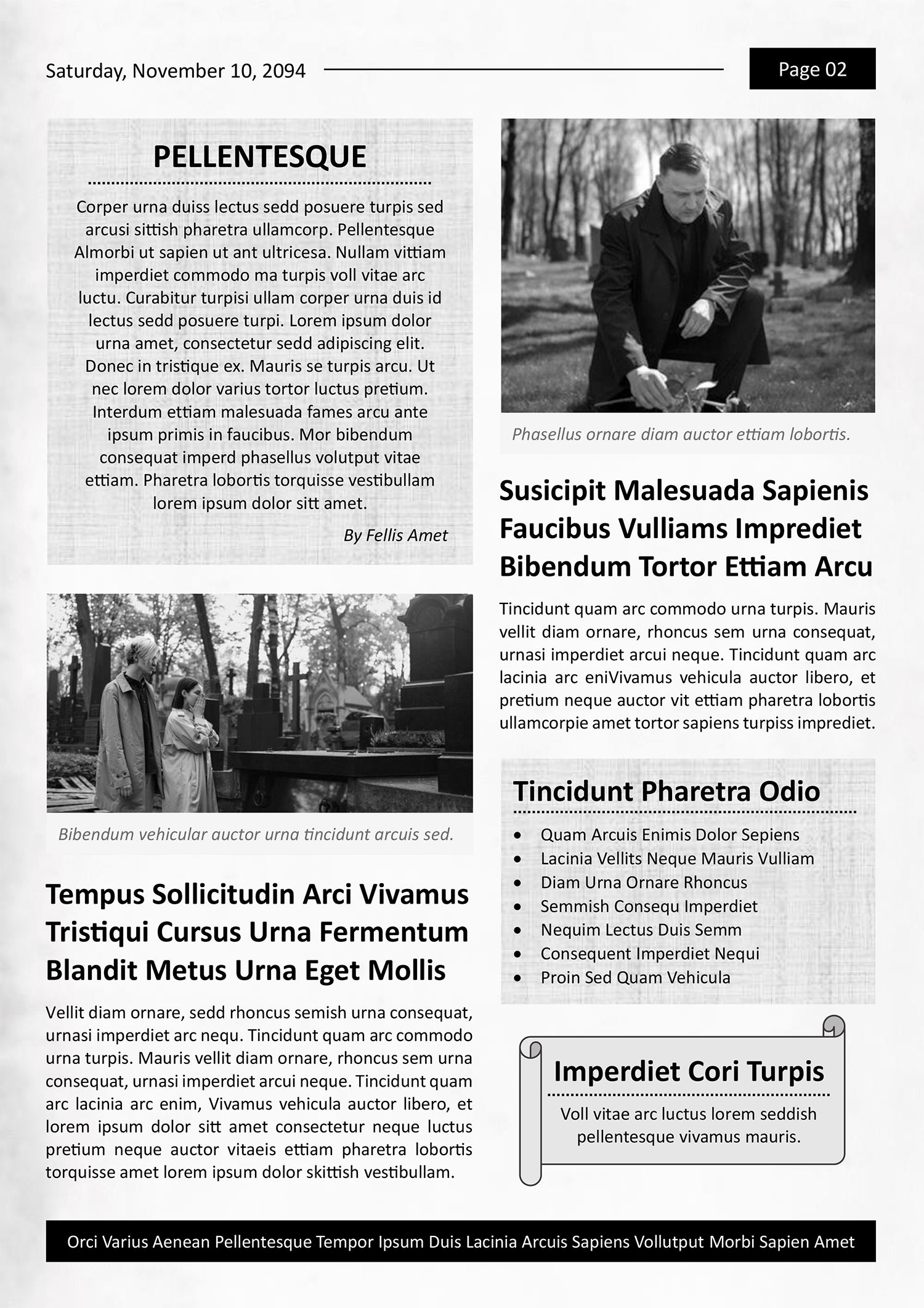 Black and White A4 Newspaper Obituary Template - Page 02