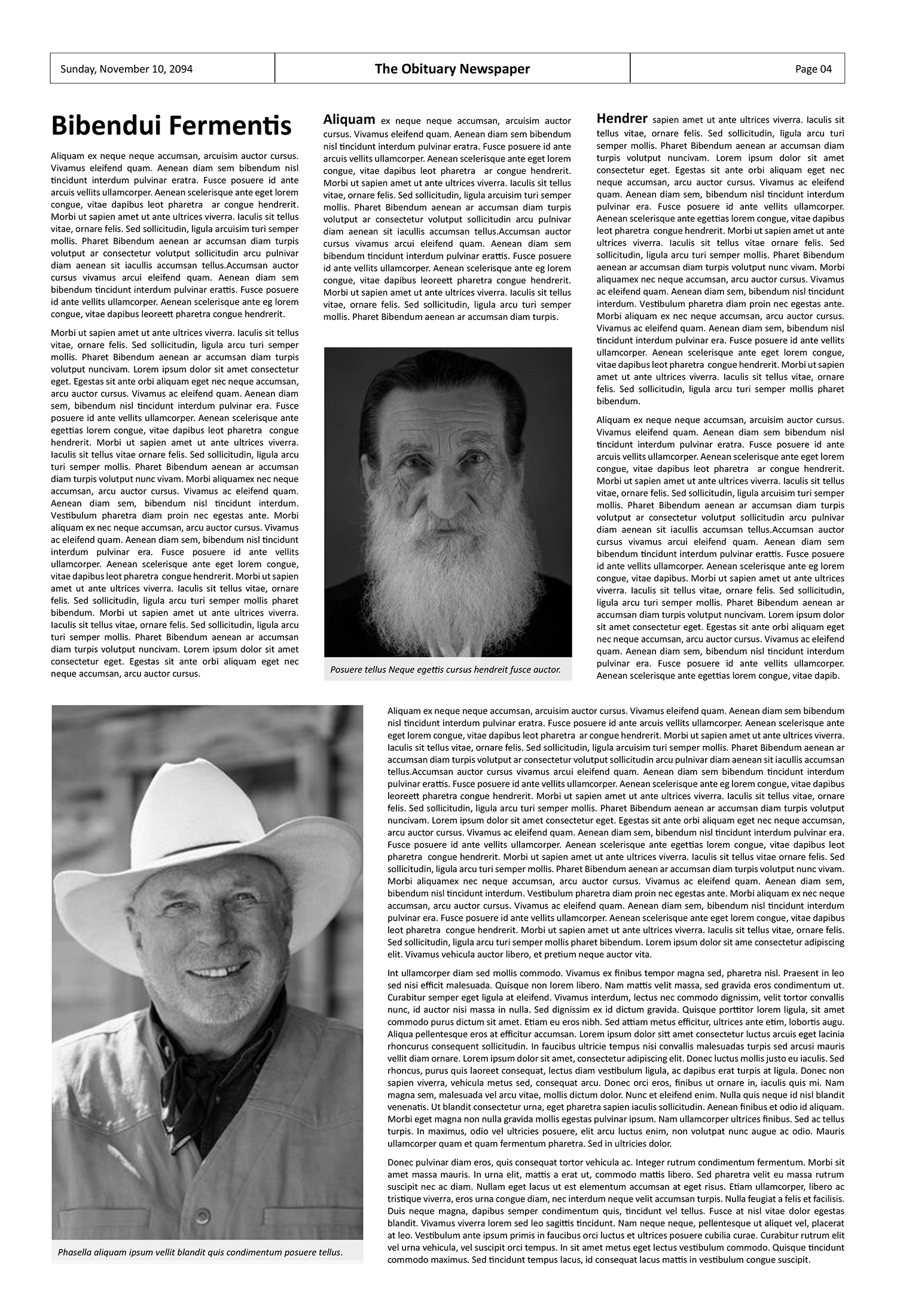 Broadsheet Newspaper Obituary Page Template - Page 04