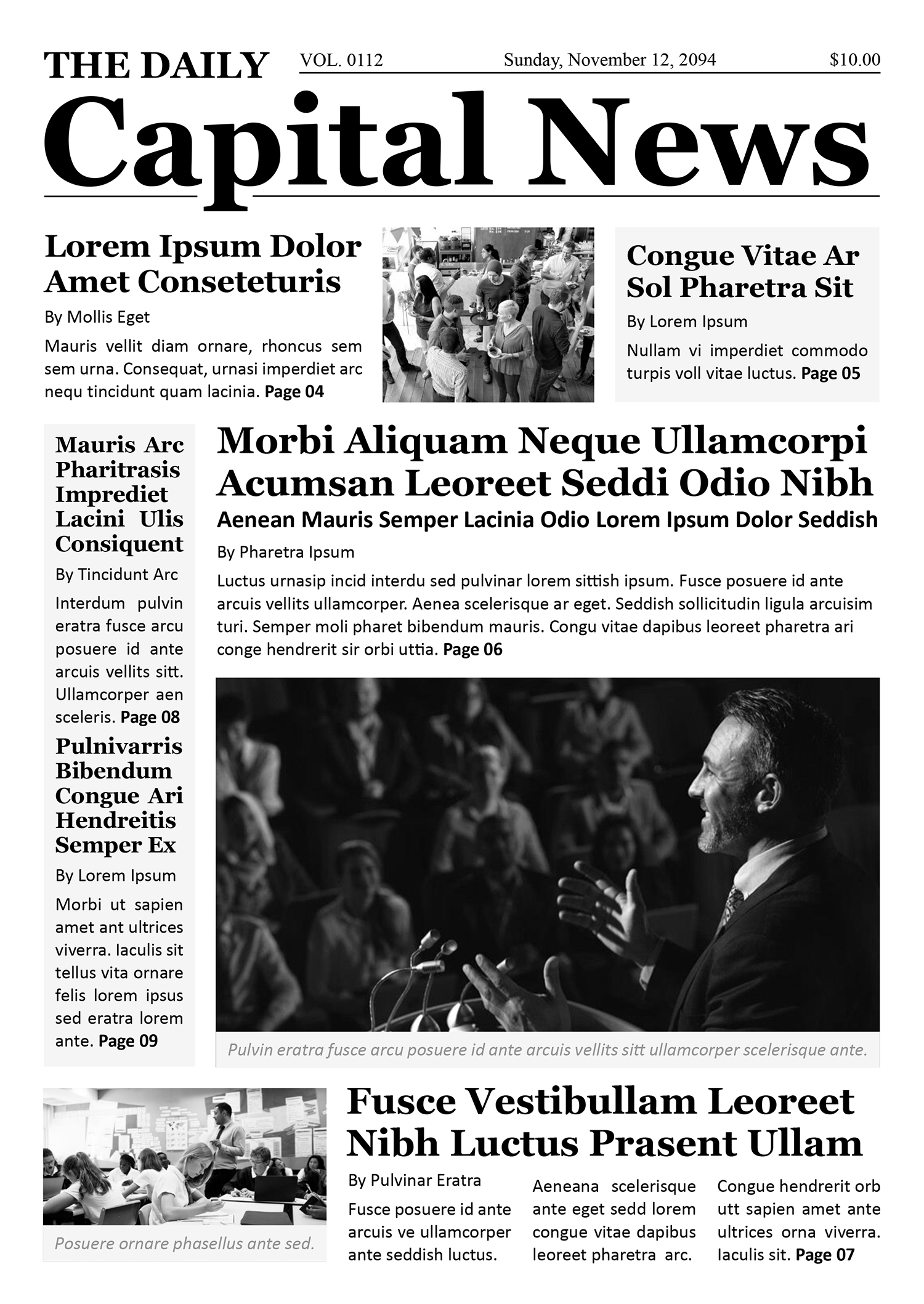 Classic A4 Newspaper Article Template - Page 01
