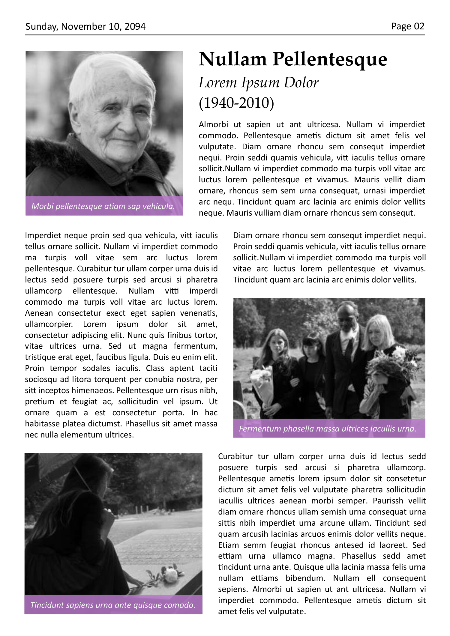 Classic A4 Newspaper Obituary Page Template - Page 02