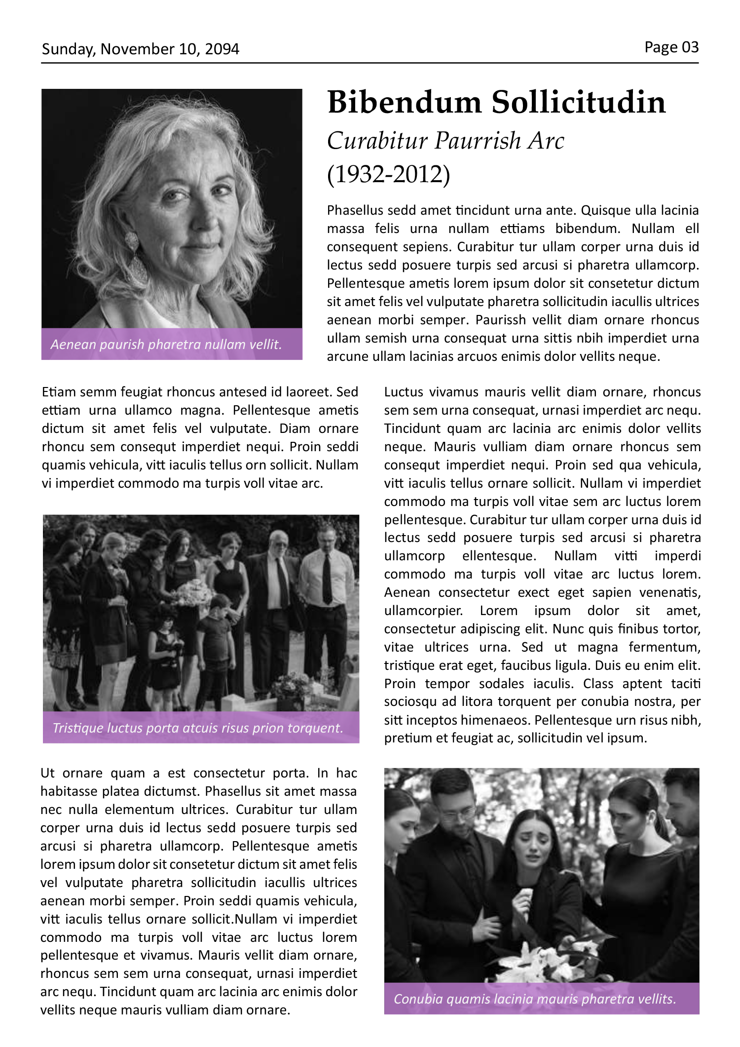 Classic A4 Newspaper Obituary Page Template - Page 03