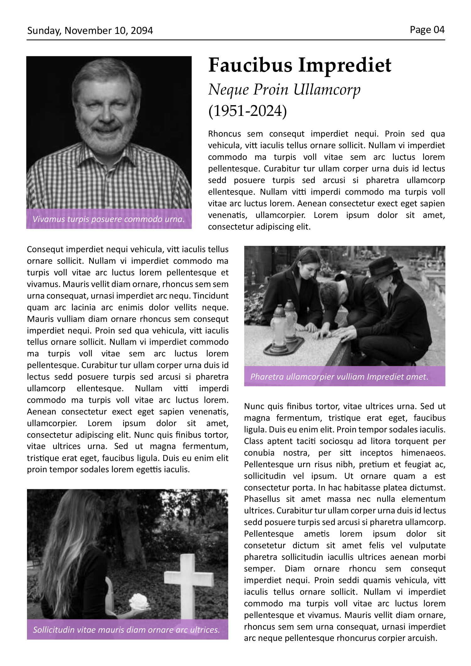 Classic A4 Newspaper Obituary Page Template - Page 04