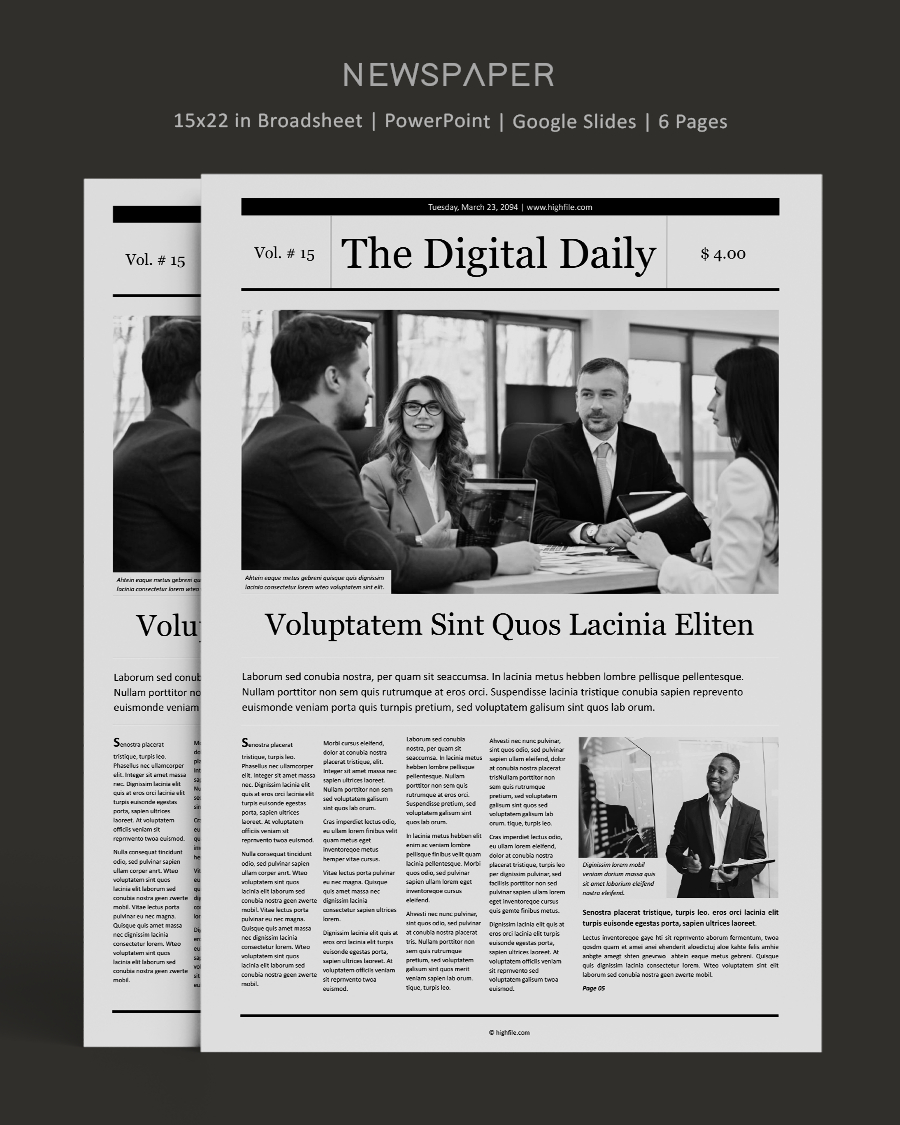 Classic Black and White Newspaper Template - PowerPoint and Google Slides