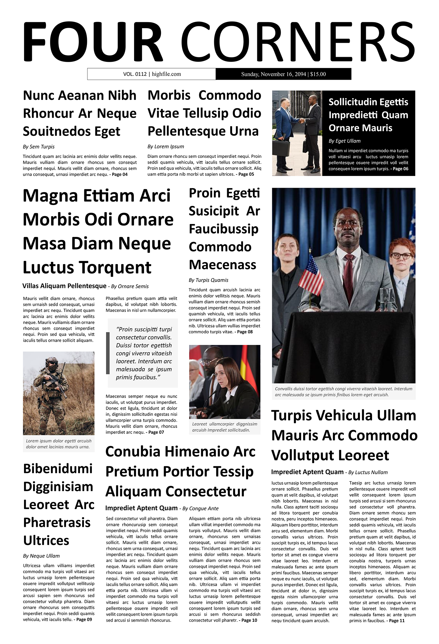 Classic Broadsheet Newspaper Front Page Template - Page 01