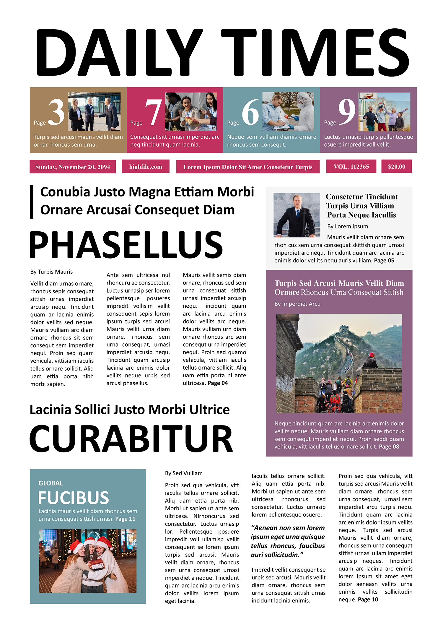 Daily Newspaper Front Page Template - Page 01
