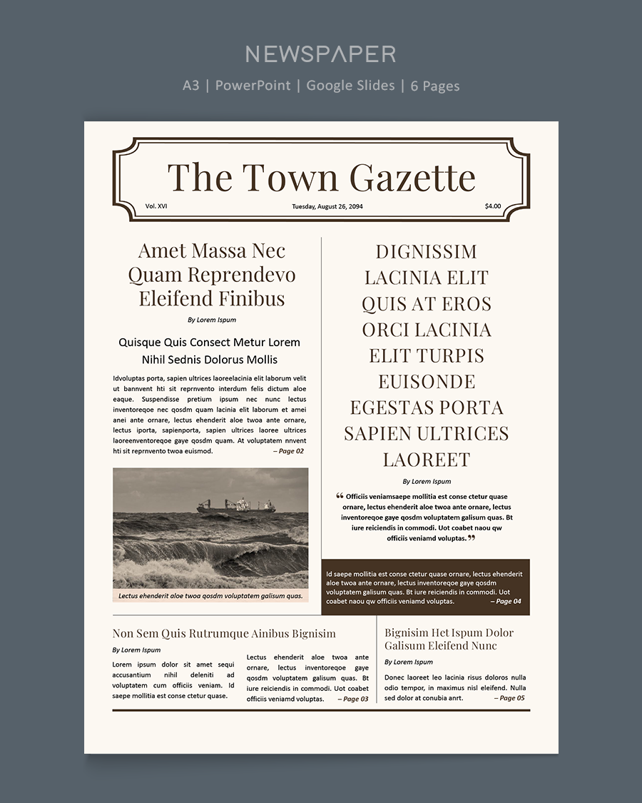Old Style A3 Newspaper Template - Word, Google Docs