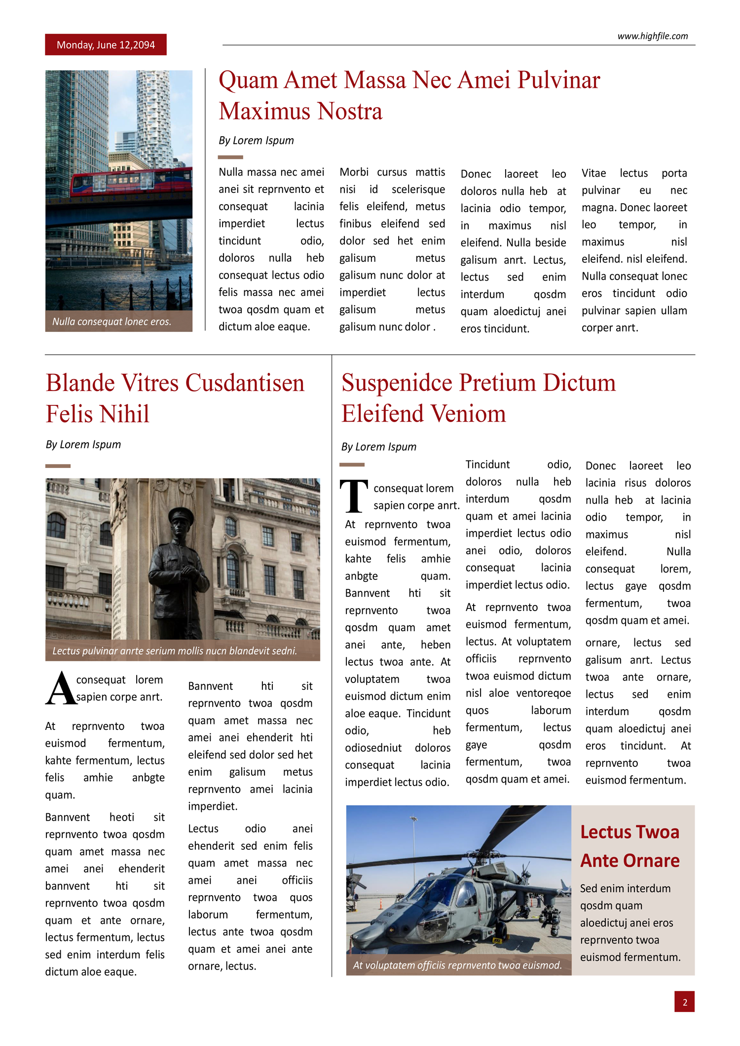 Red A3 Newspaper Template - Page 02