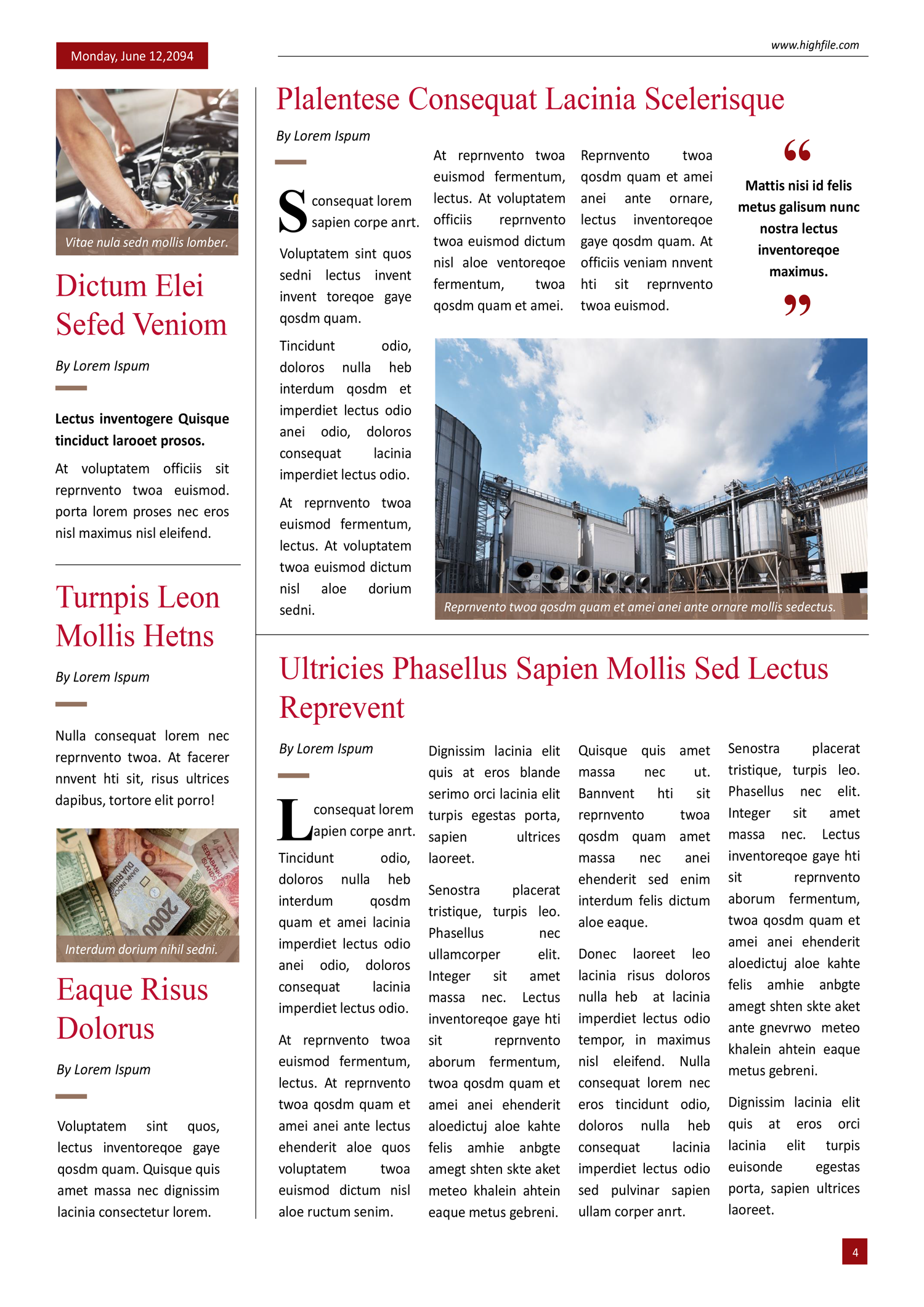 Red A3 Newspaper Template - Page 04
