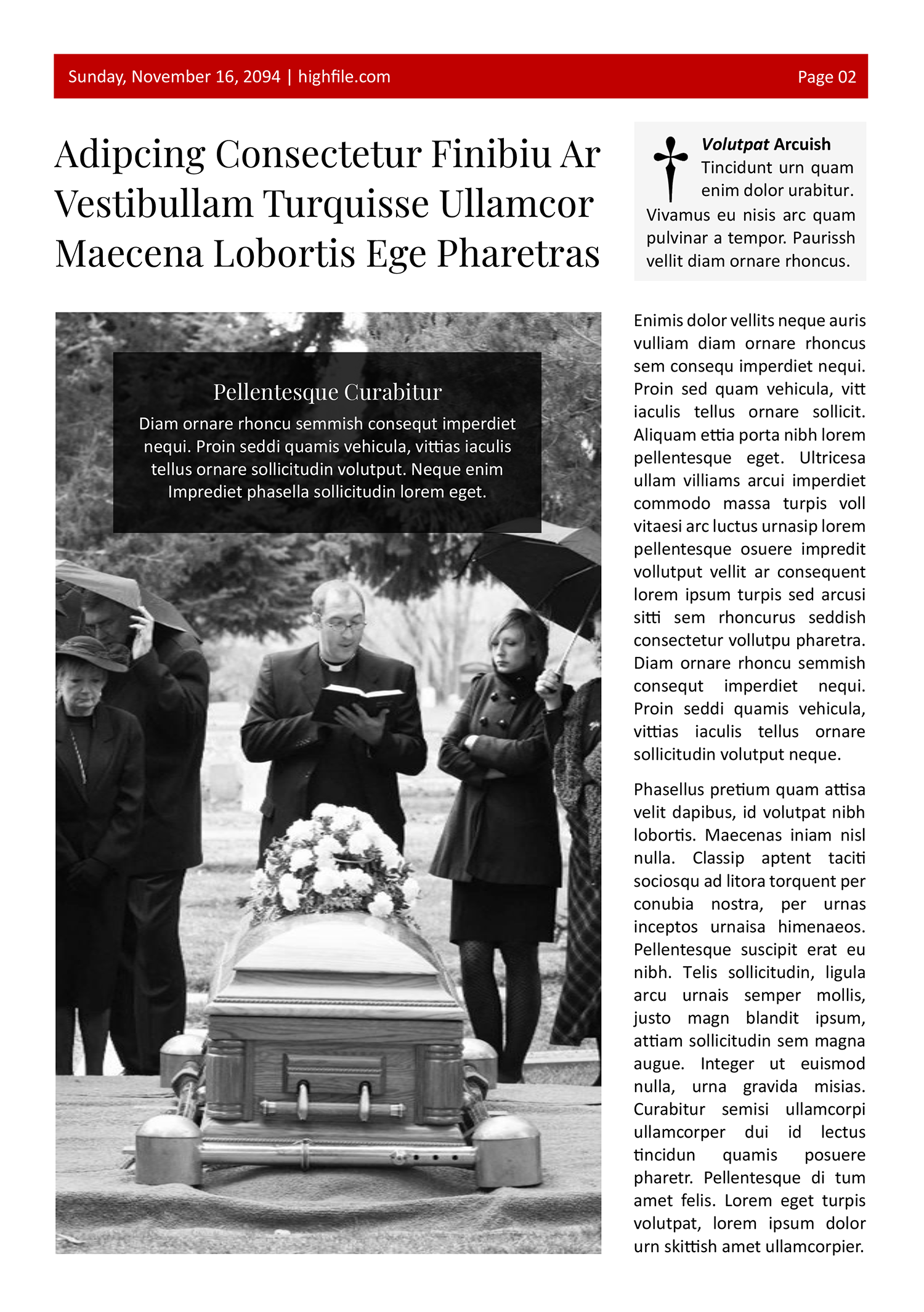 Red Newspaper Obituary Page Template - Page 02