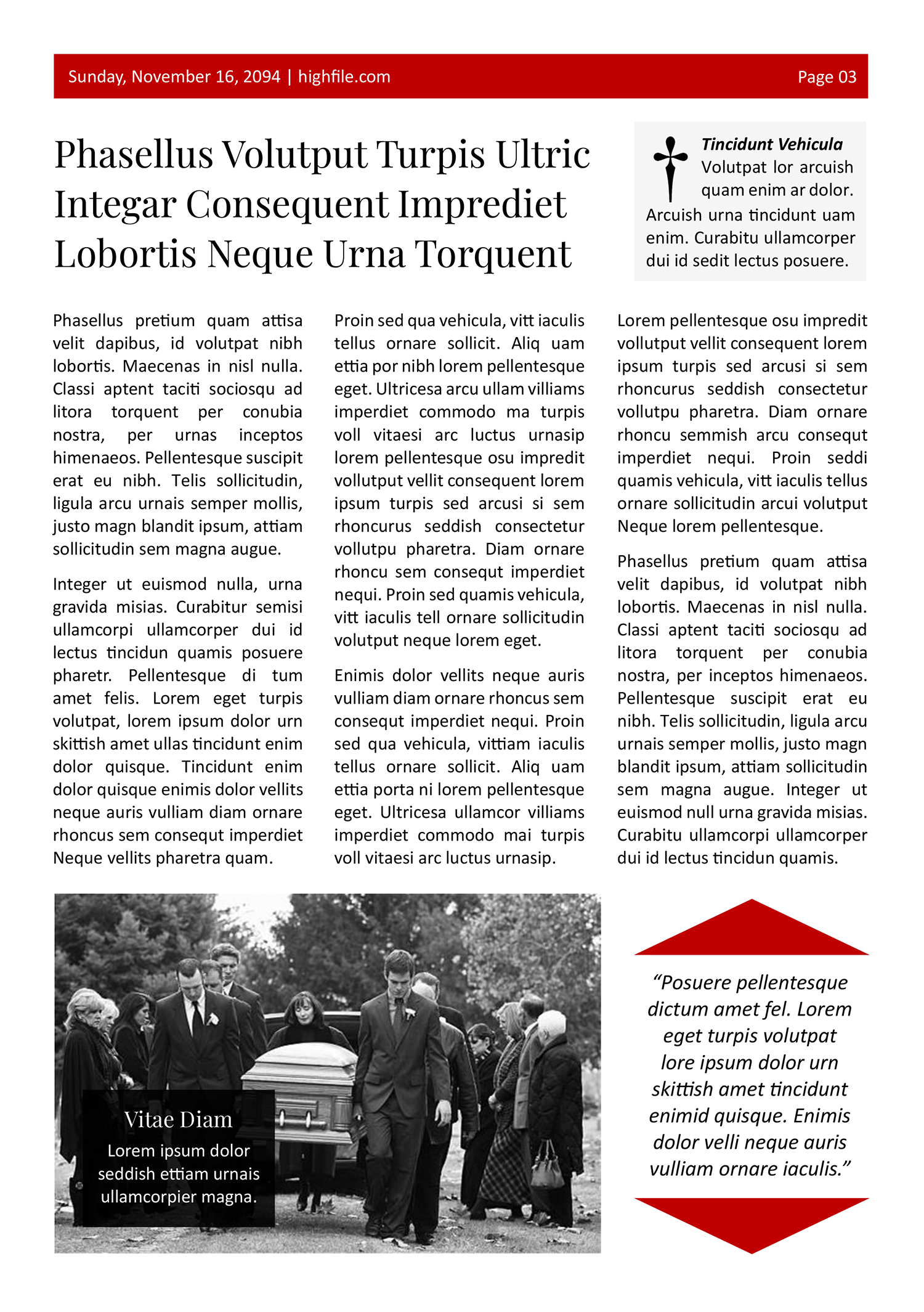 Red Newspaper Obituary Page Template - Page 03
