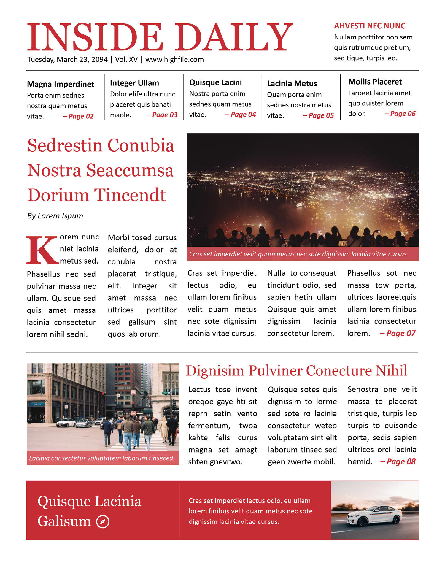 Red and White 8.5x11 Newspaper Template - Page 01