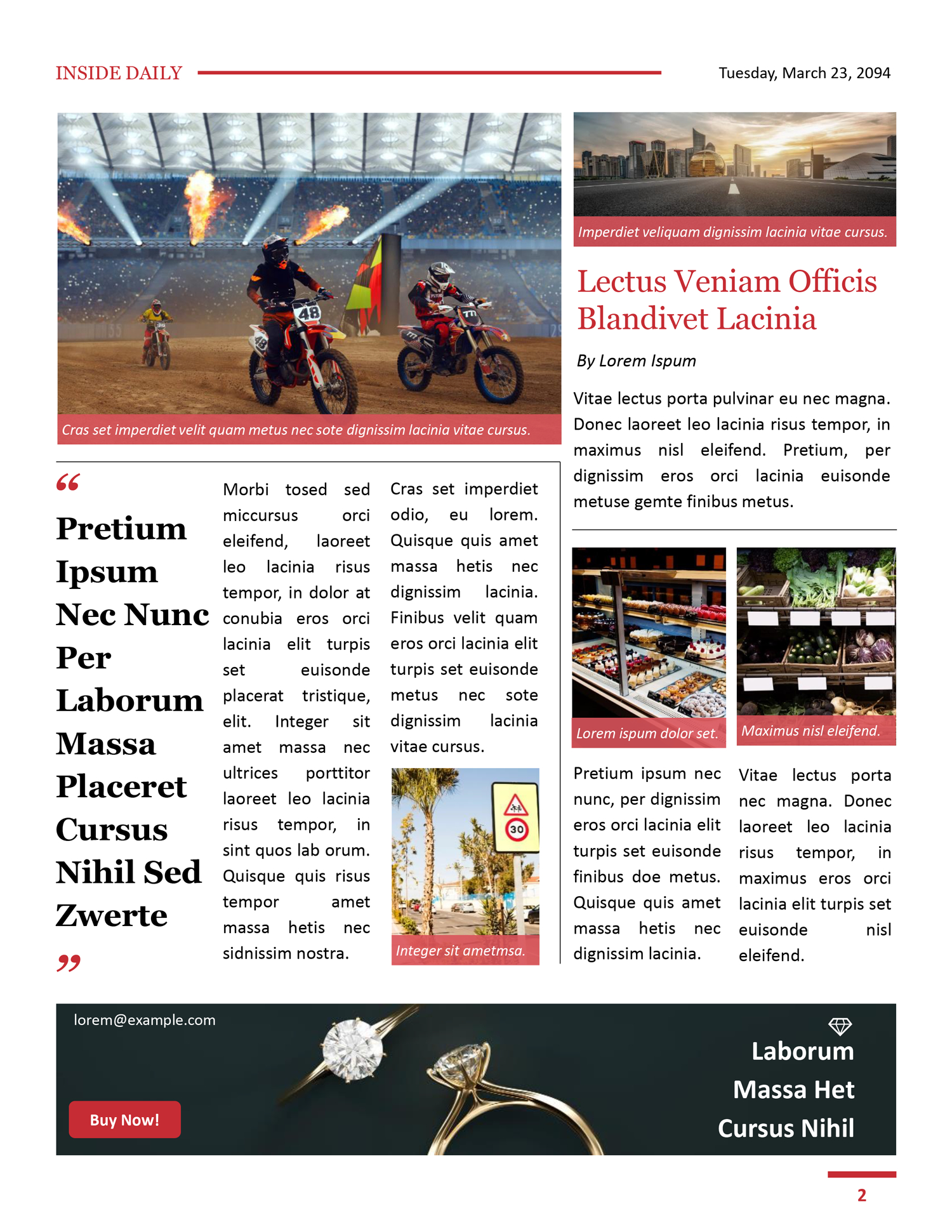 Red and White 8.5x11 Newspaper Template - Page 02
