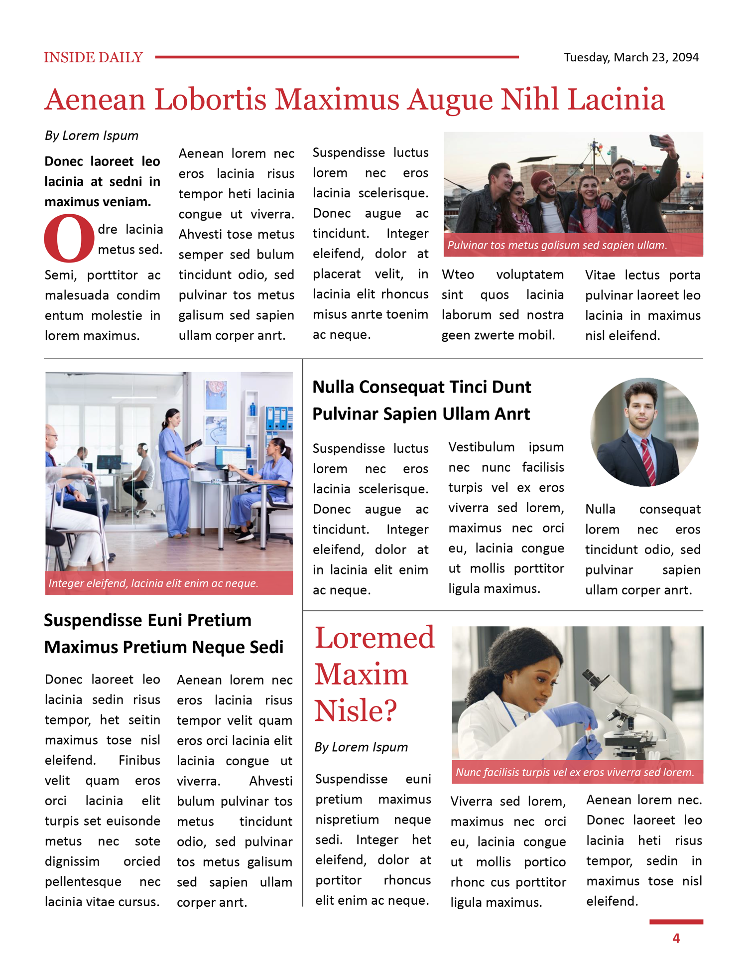 Red and White 8.5x11 Newspaper Template - Page 04