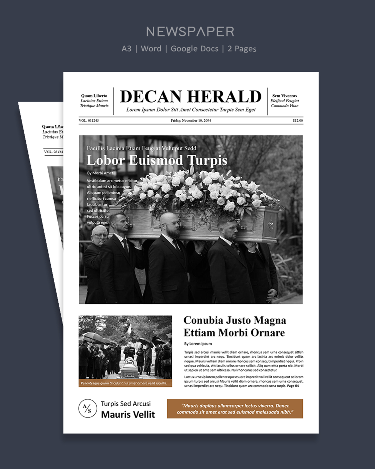 Obituary and Acknowledgemnt Newspaper Template - Word, Google Docs