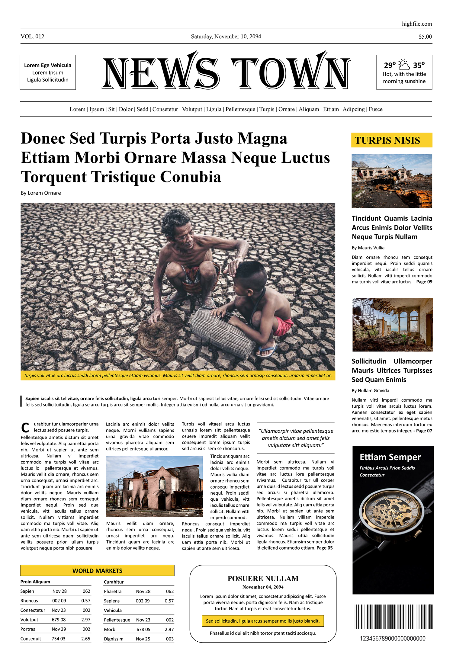 Yellow Newspaper Front Page Template - Page 01