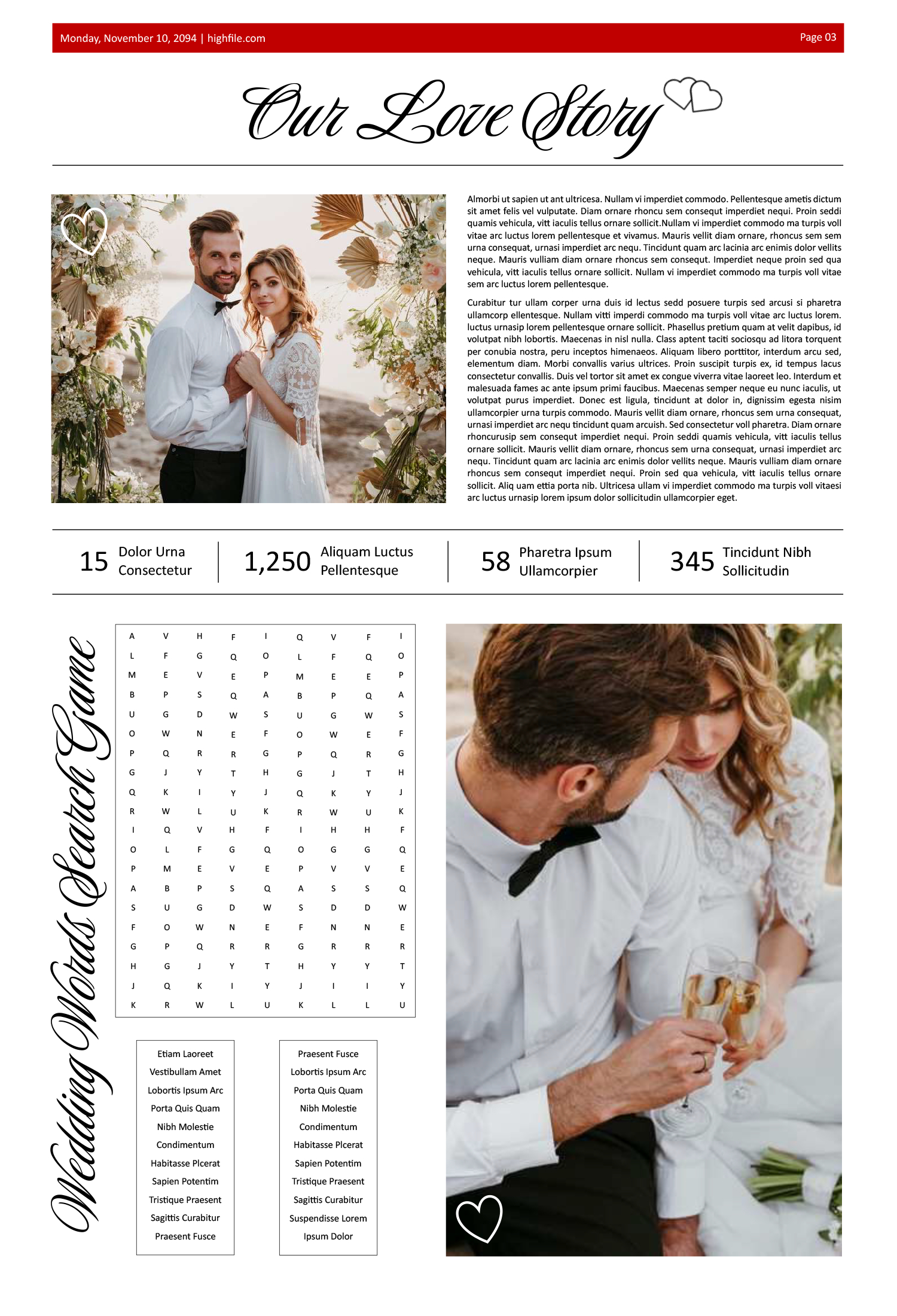 15x22 in Broadsheet Wedding Newspaper Template - Page 03
