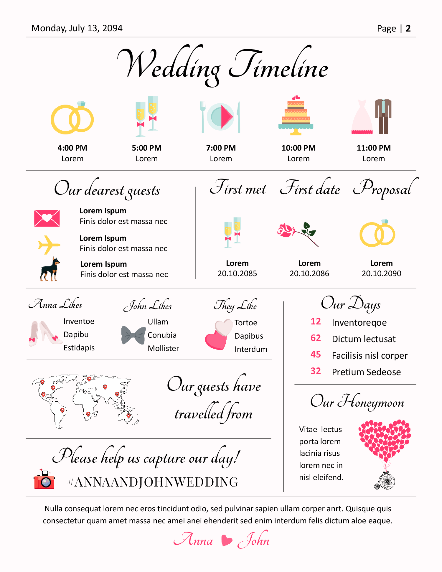 8.5x11 Infographic Wedding Program Template - Page 02