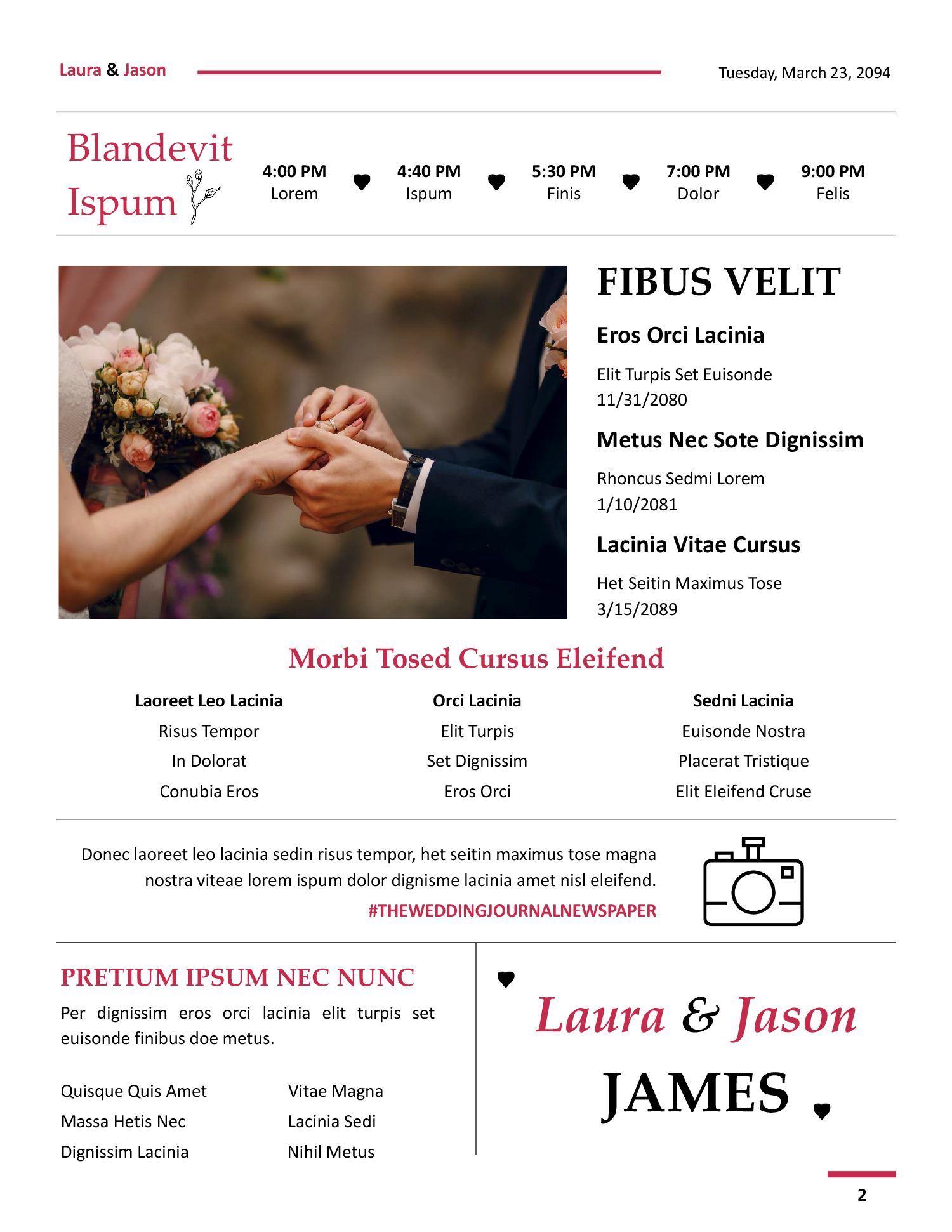 8.5x11 Newspaper Wedding Program Template - Page 02