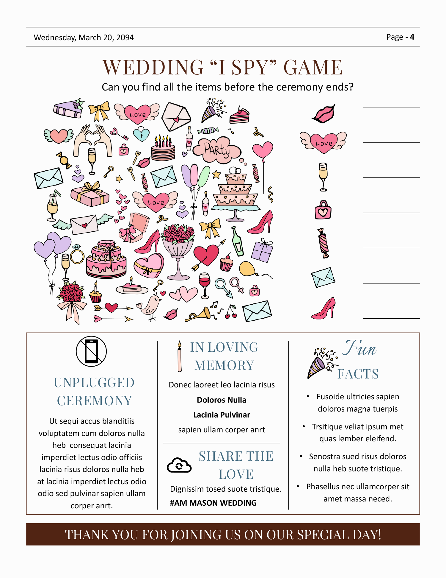 8.5x11 US Letter Wedding Newspaper Template - Page 04
